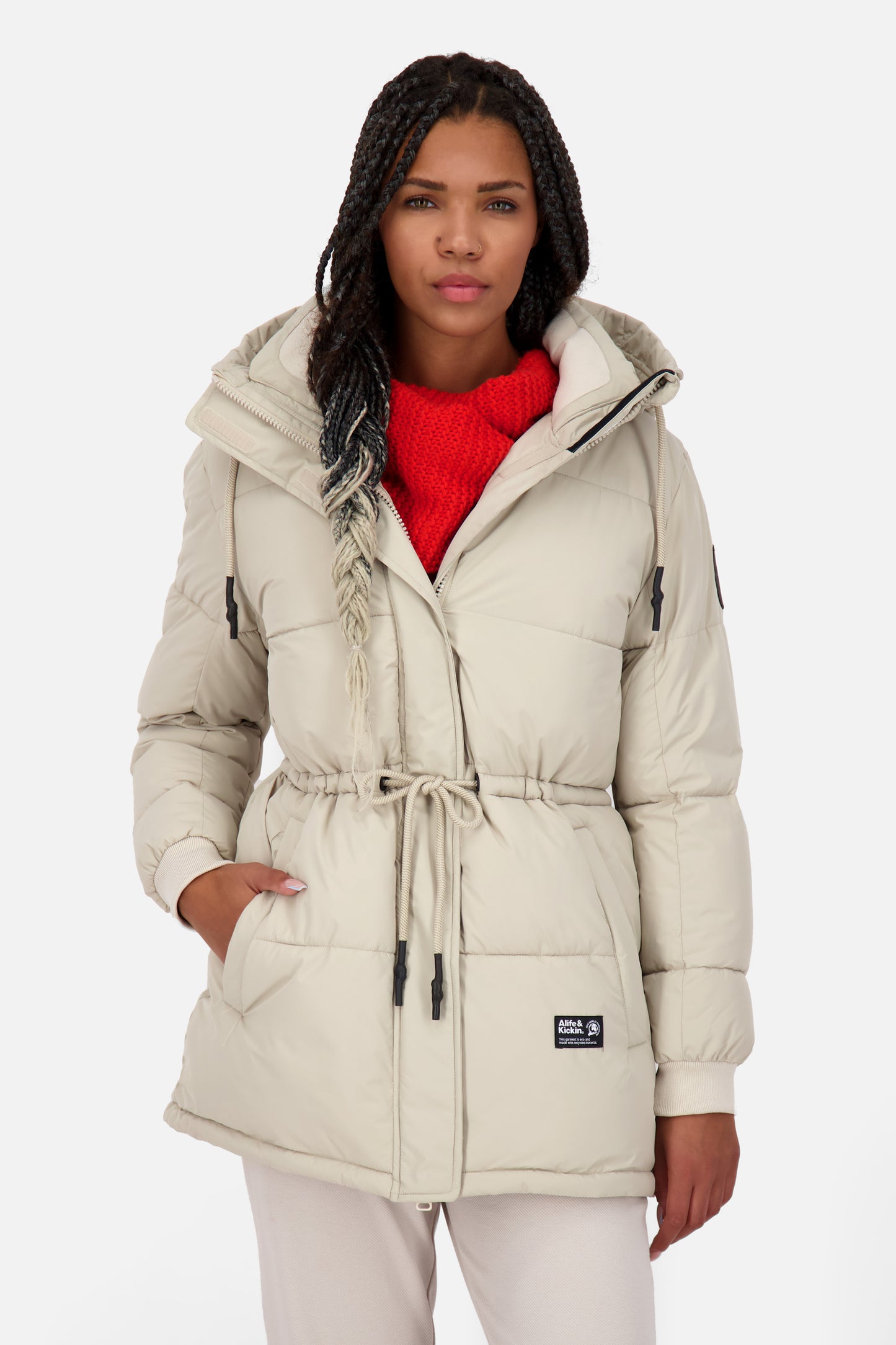 Winterjacke Damen ErinAK A mit Kordelzug pumice