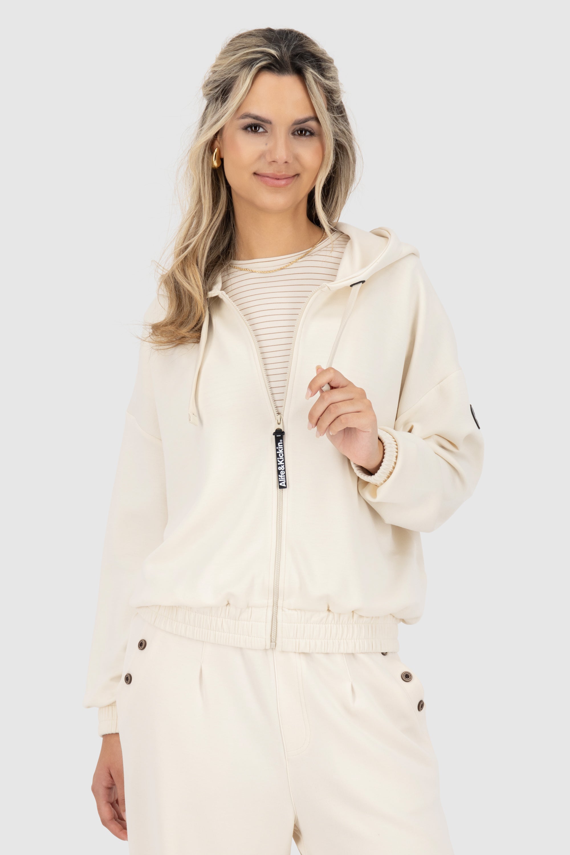 JanneAK T Supersoft Hooded Sweat Jacket Beige