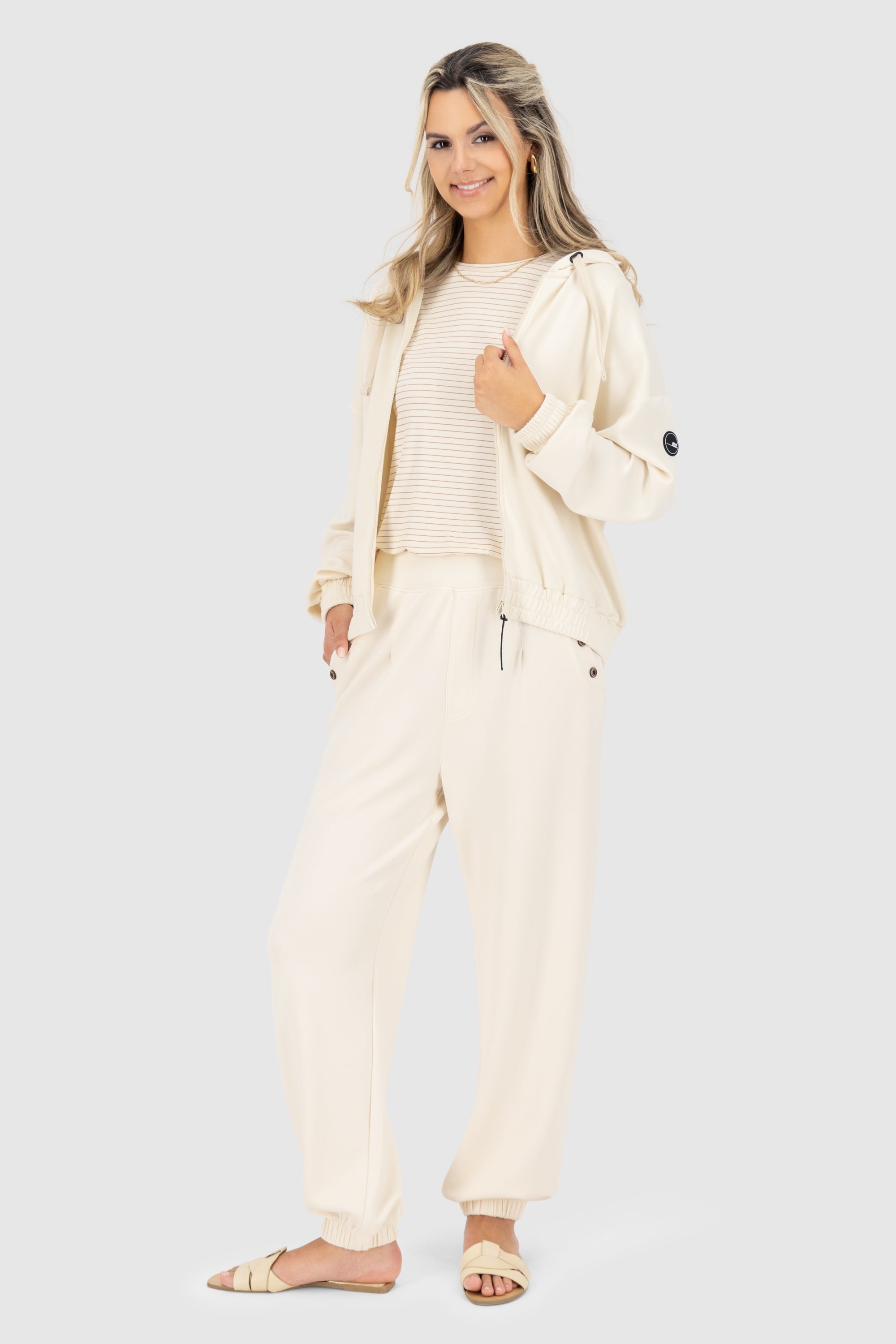 JanneAK T Supersoft Hooded Sweat Jacket Beige