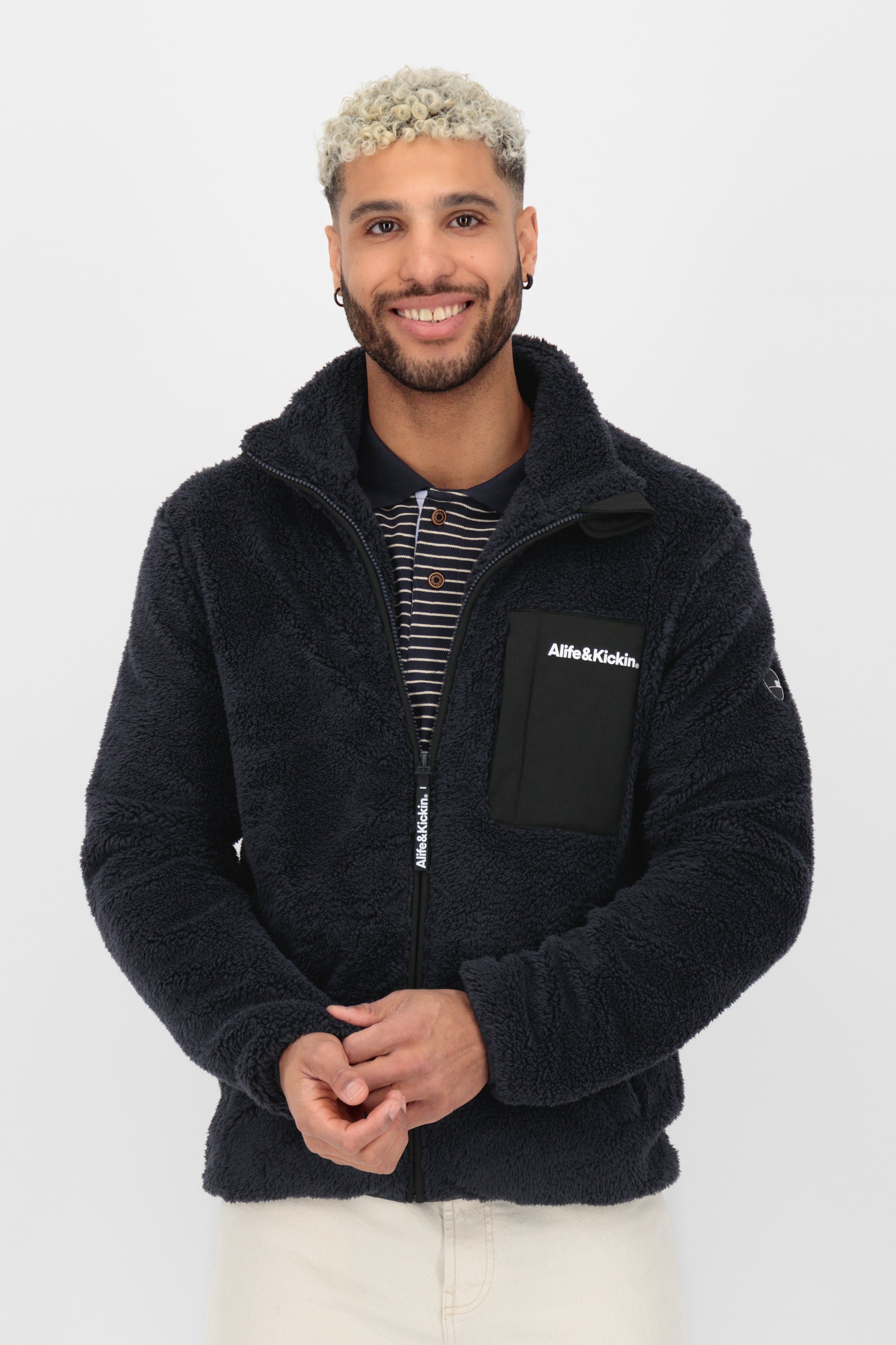 JayAK G Teddy Sweat Jacket Dunkelblau