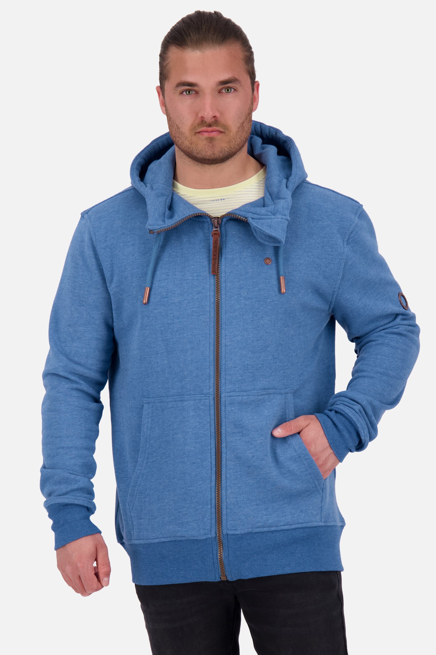 TrasherAK A Sweatjacke Herren mit Kapuze Blau