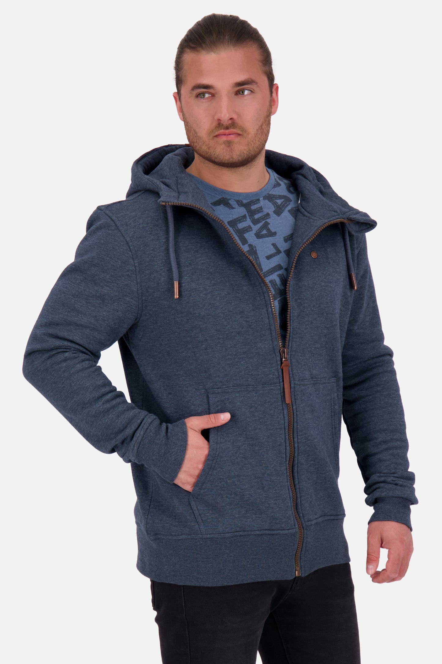 TrasherAK A Sweatjacke Herren mit Kapuze Dunkelblau