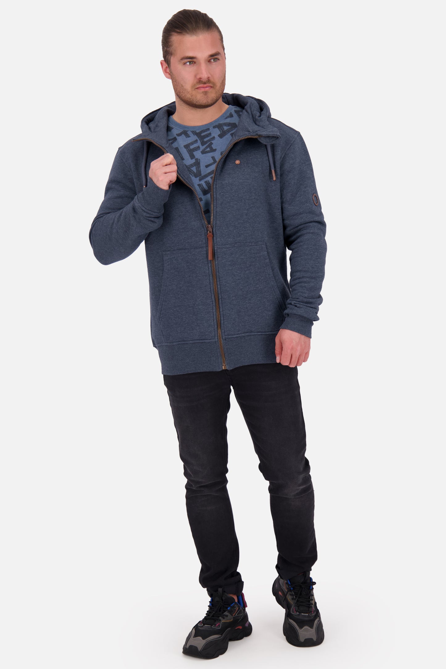 TrasherAK A Sweatjacke Herren mit Kapuze Dunkelblau
