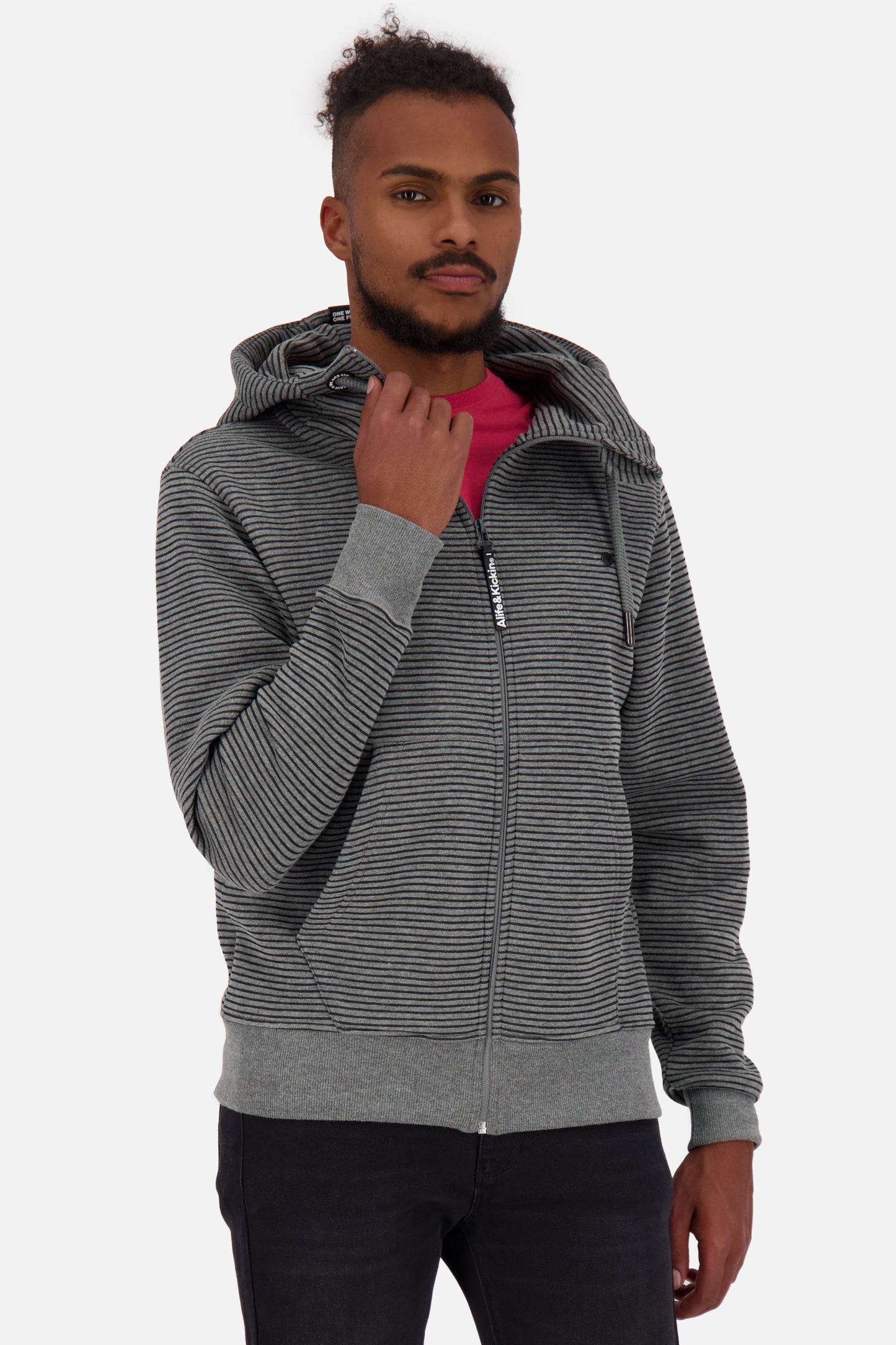 TrasherAk Z Sweatjacke Herren mit Streifen Grau