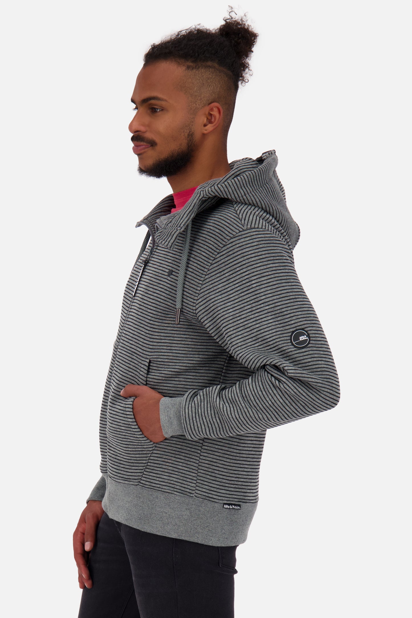 TrasherAk Z Sweatjacke Herren mit Streifen Grau