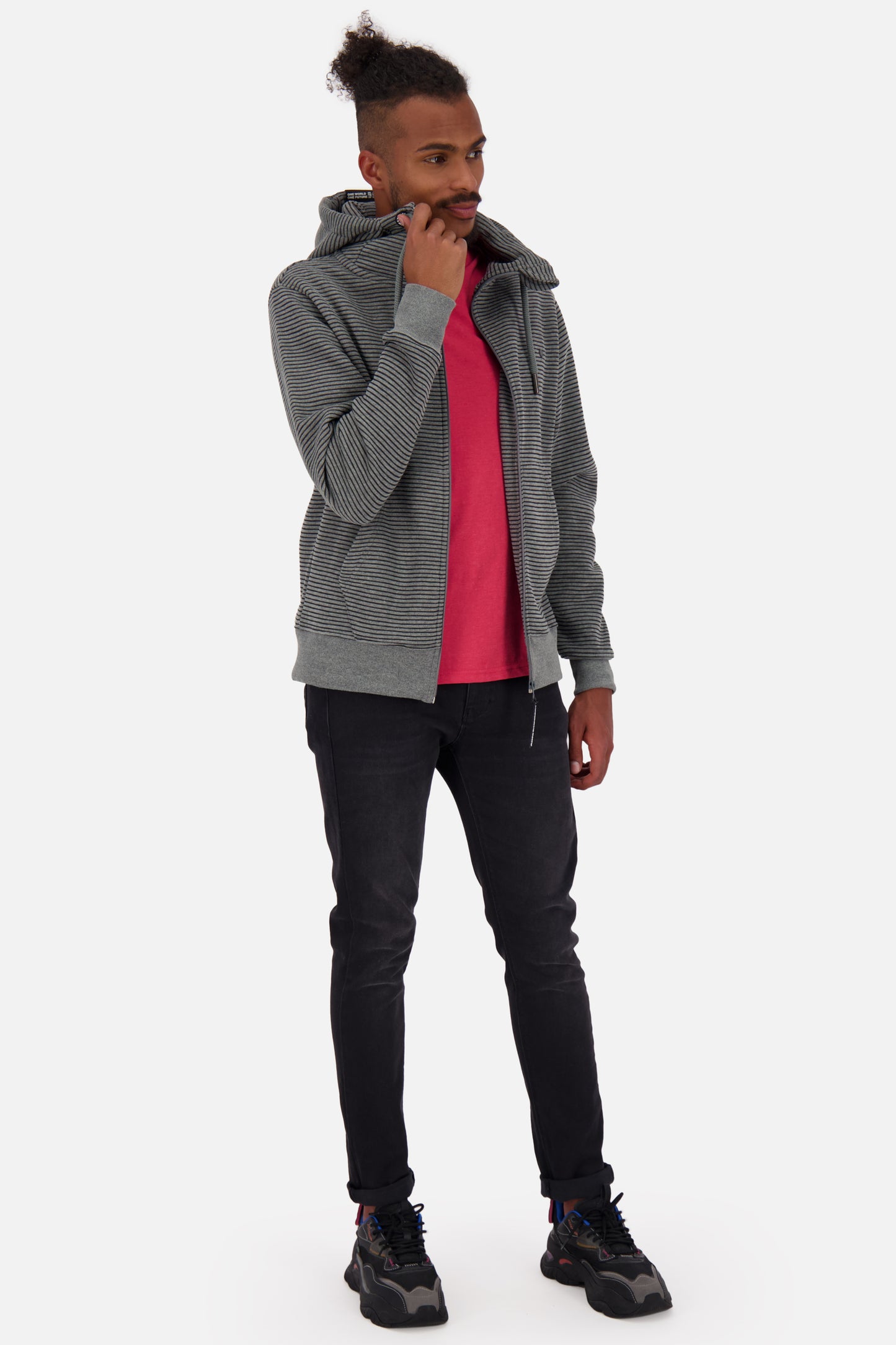 TrasherAk Z Sweatjacke Herren mit Streifen Grau