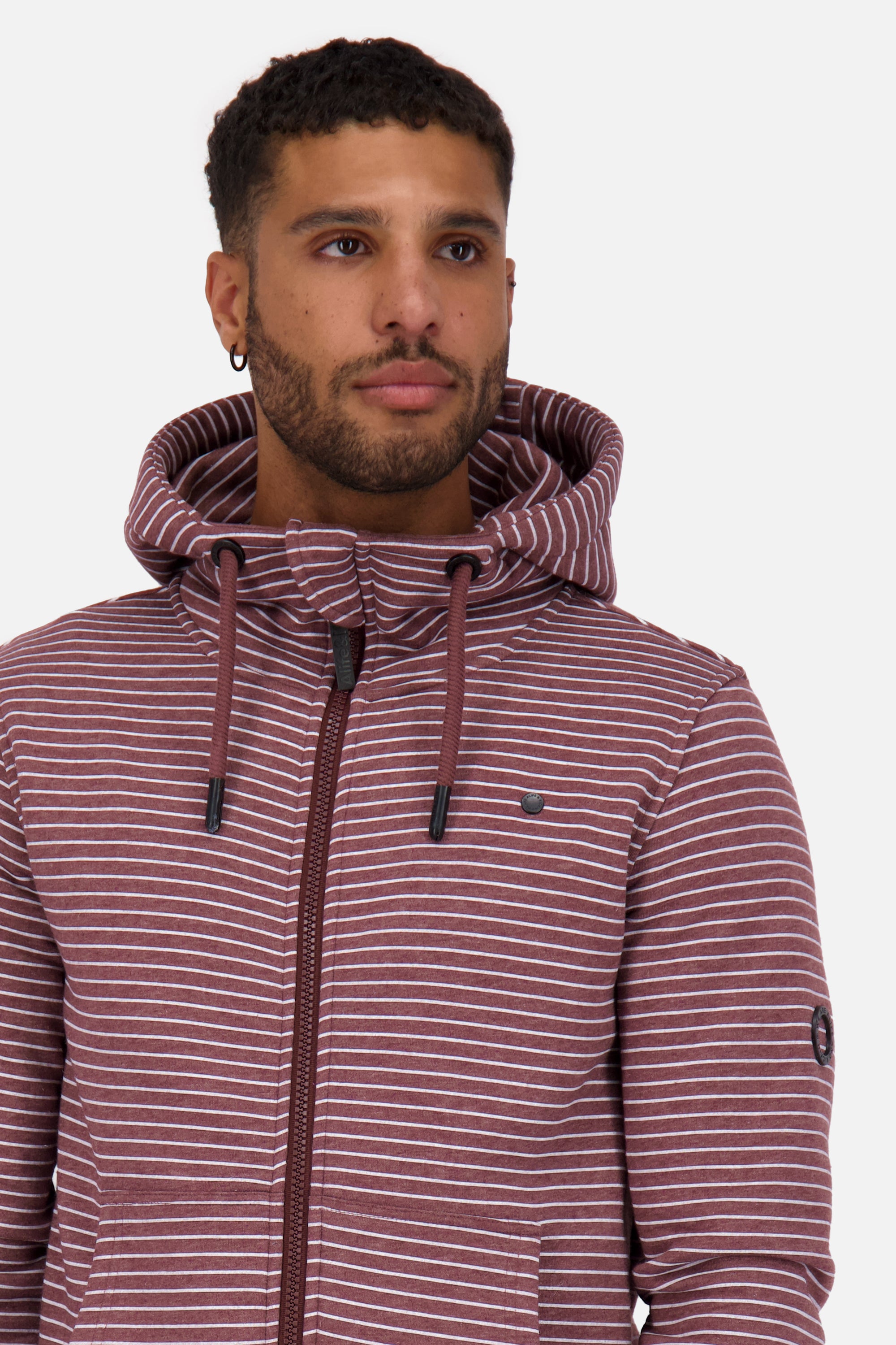 Herrensweatjacke TrasherAK Z mit Streifen Dunkelrot