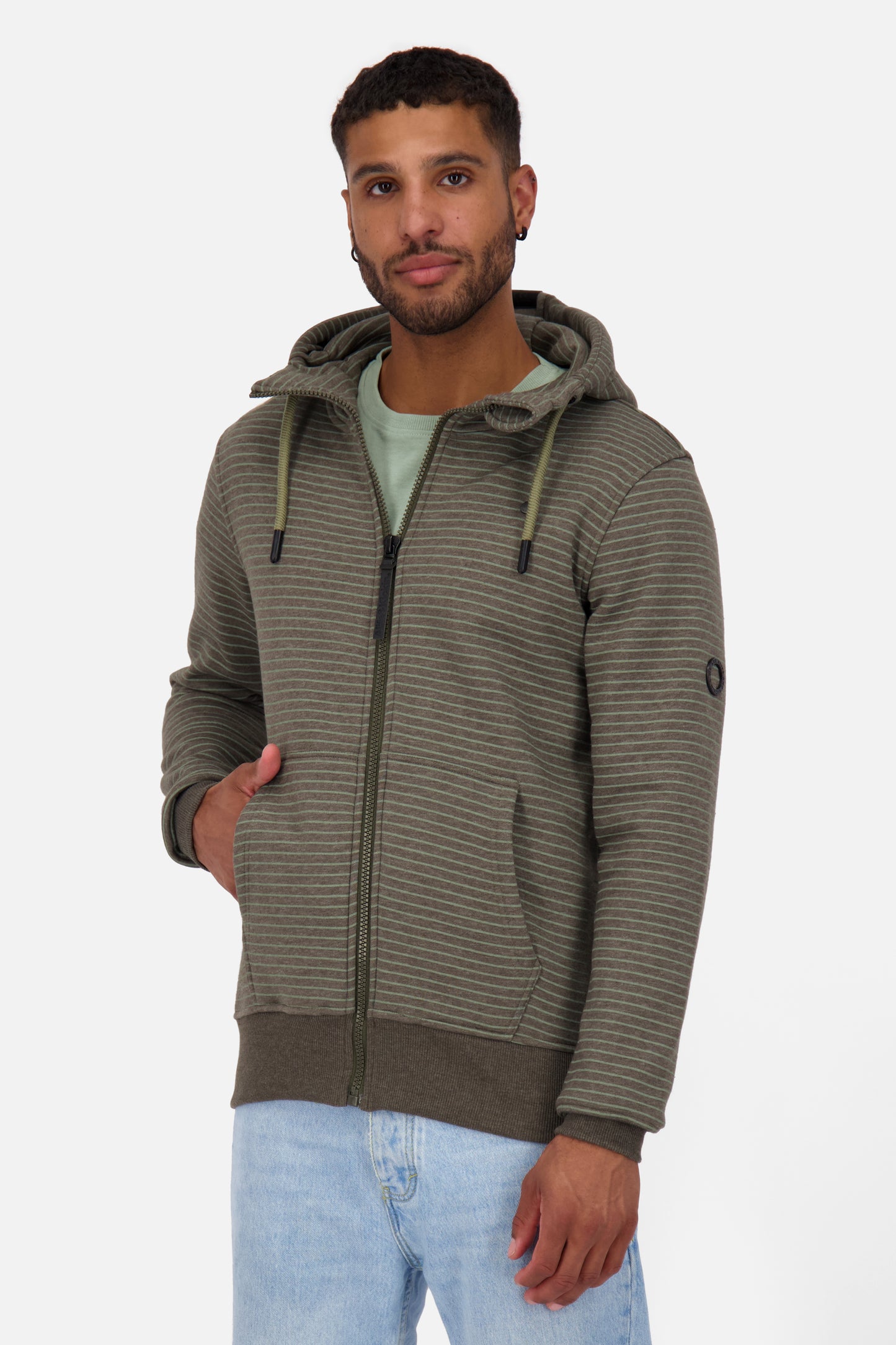 Herrensweatjacke TrasherAK Z mit Streifen Braun
