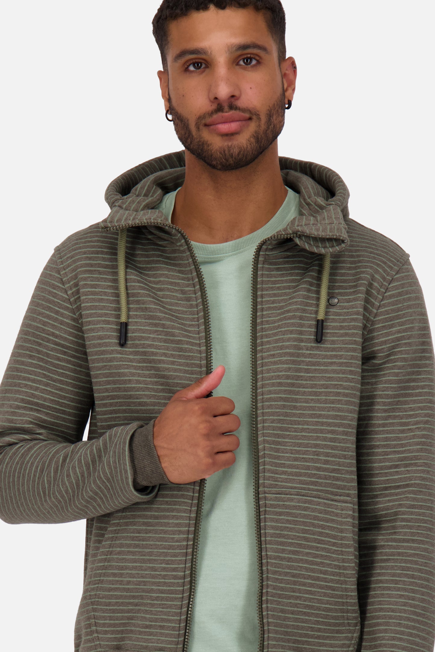 Herrensweatjacke TrasherAK Z mit Streifen Braun