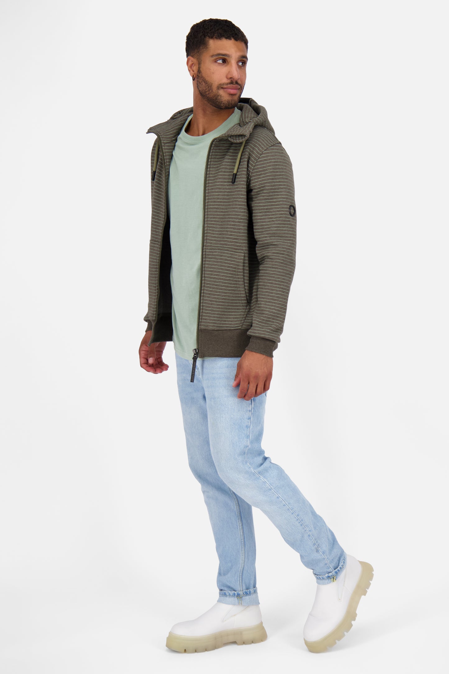 Herrensweatjacke TrasherAK Z mit Streifen Braun