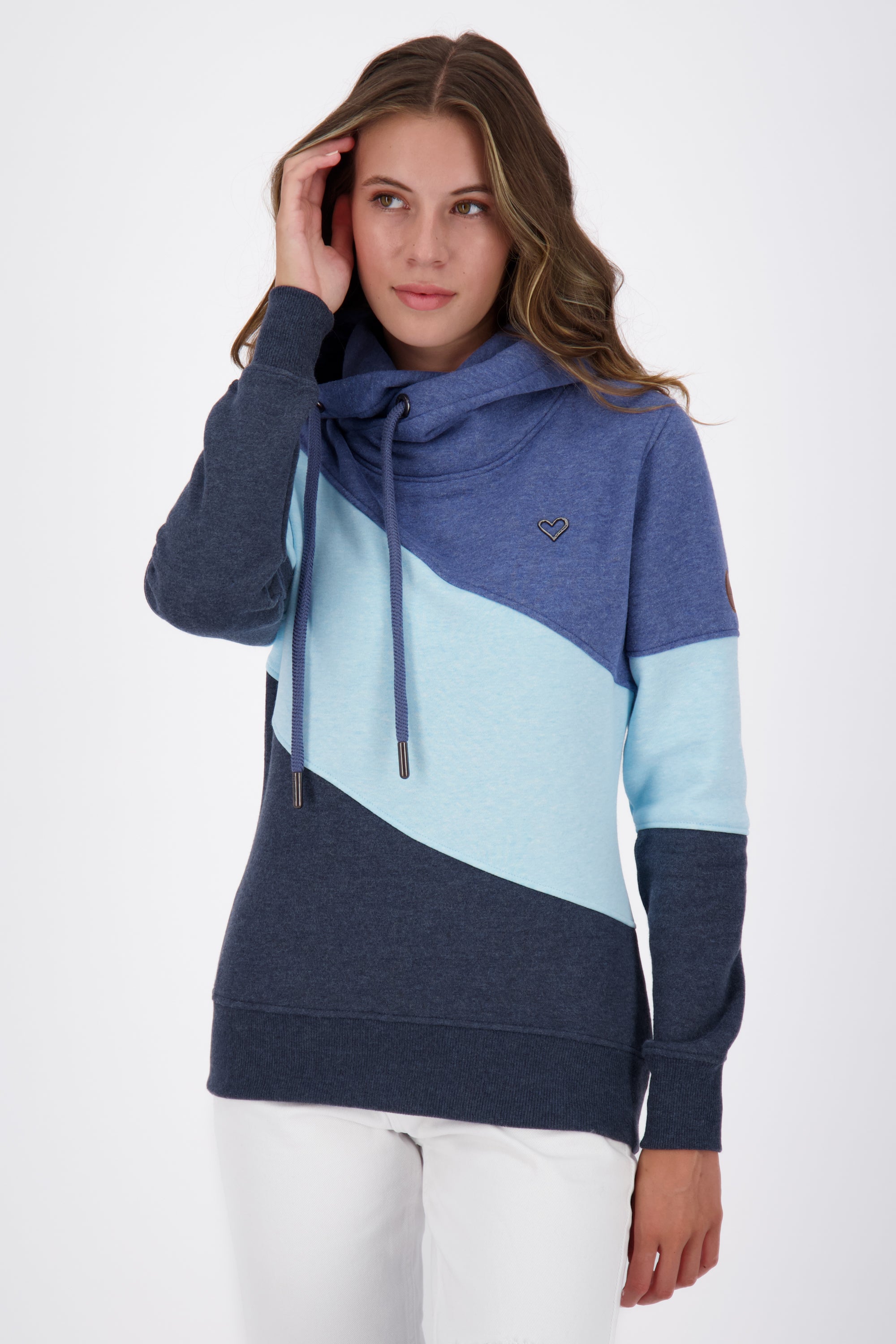Dreifarbiges Kapuzensweatshirt StacyAK A Damen Dunkelblau