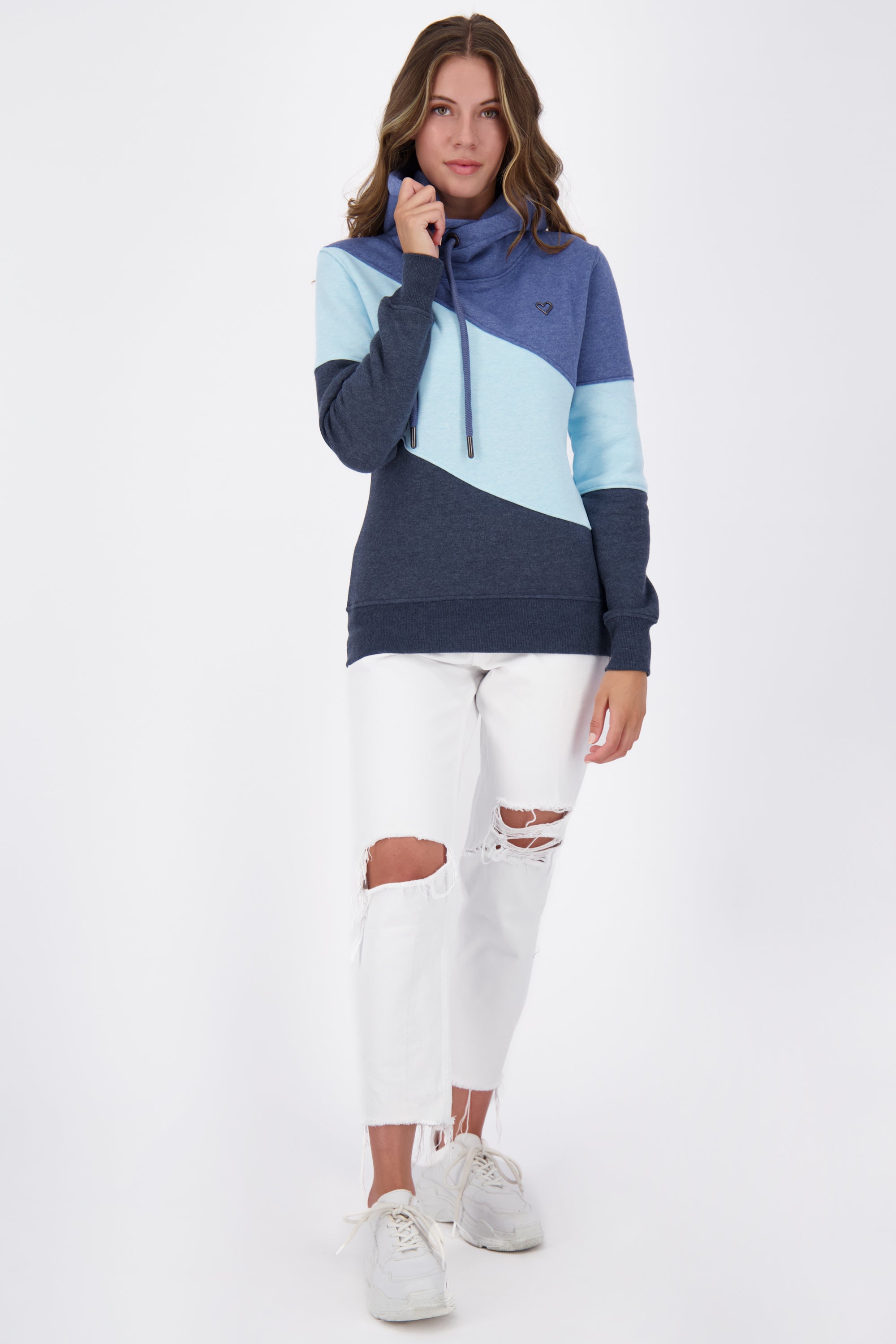 Dreifarbiges Kapuzensweatshirt StacyAK A Damen Dunkelblau