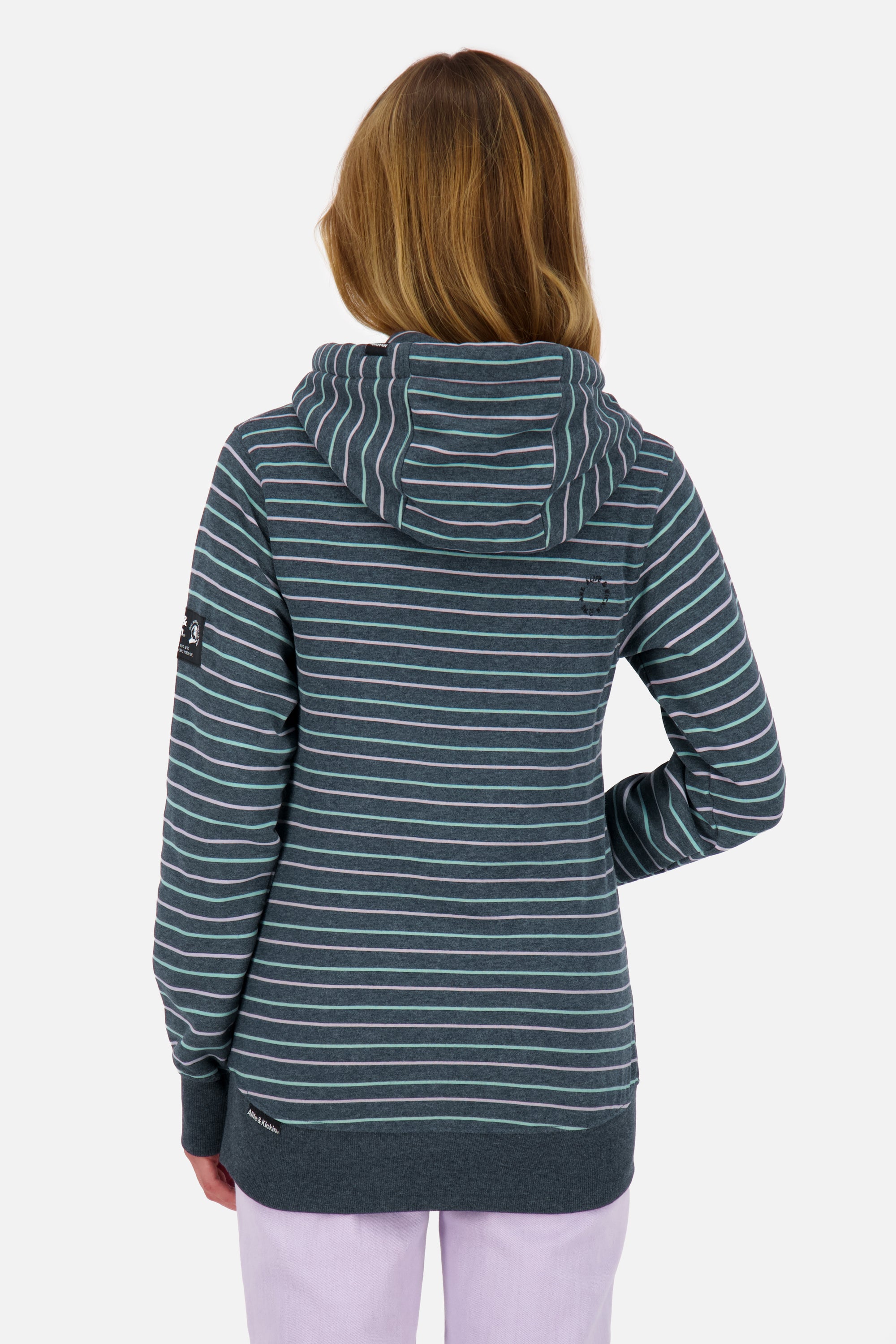 Kapuzenpullover Damen SarinaAK Z im Streifendesign Dunkelblau