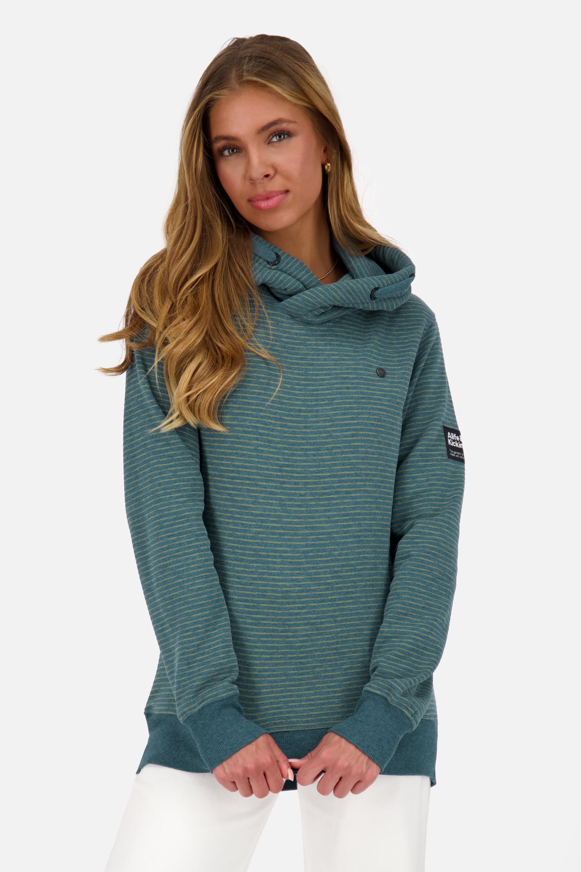 Kapuzenpullover Damen SarinaAK Z im Streifendesign Blau