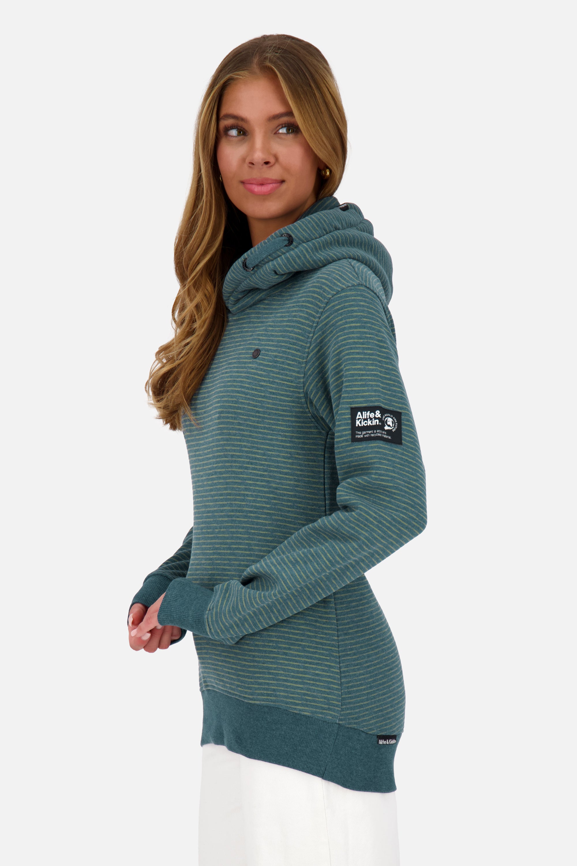 Kapuzenpullover Damen SarinaAK Z im Streifendesign Blau