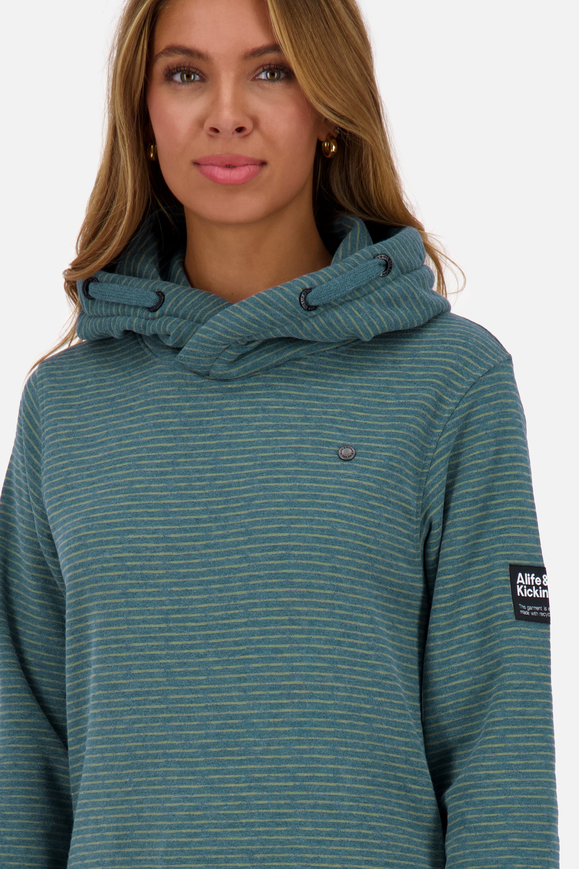 Kapuzenpullover Damen SarinaAK Z im Streifendesign Blau