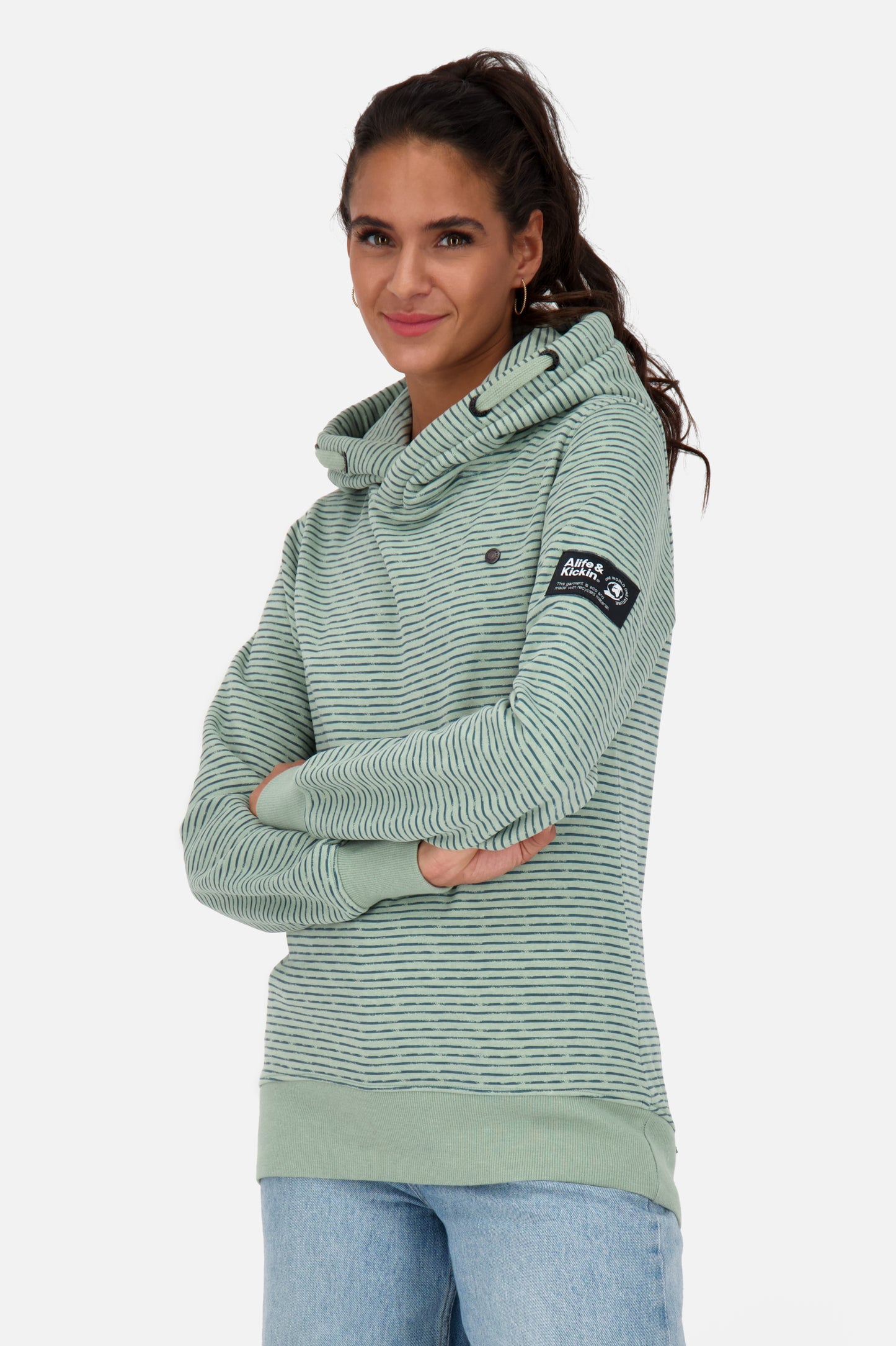Kapuzenpullover Damen SarinaAK Z im Streifendesign alpine frost melange
