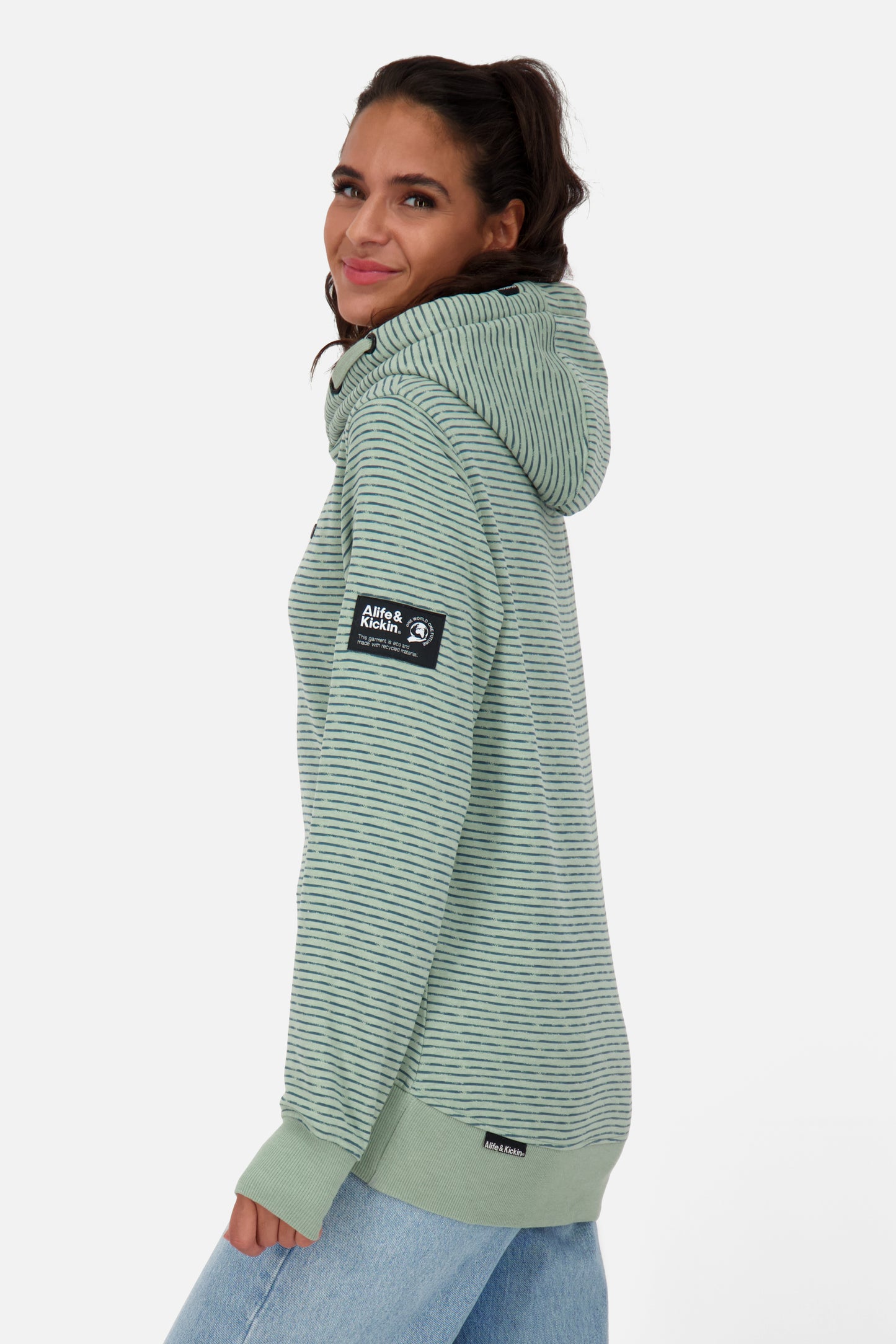 Kapuzenpullover Damen SarinaAK Z im Streifendesign alpine frost melange