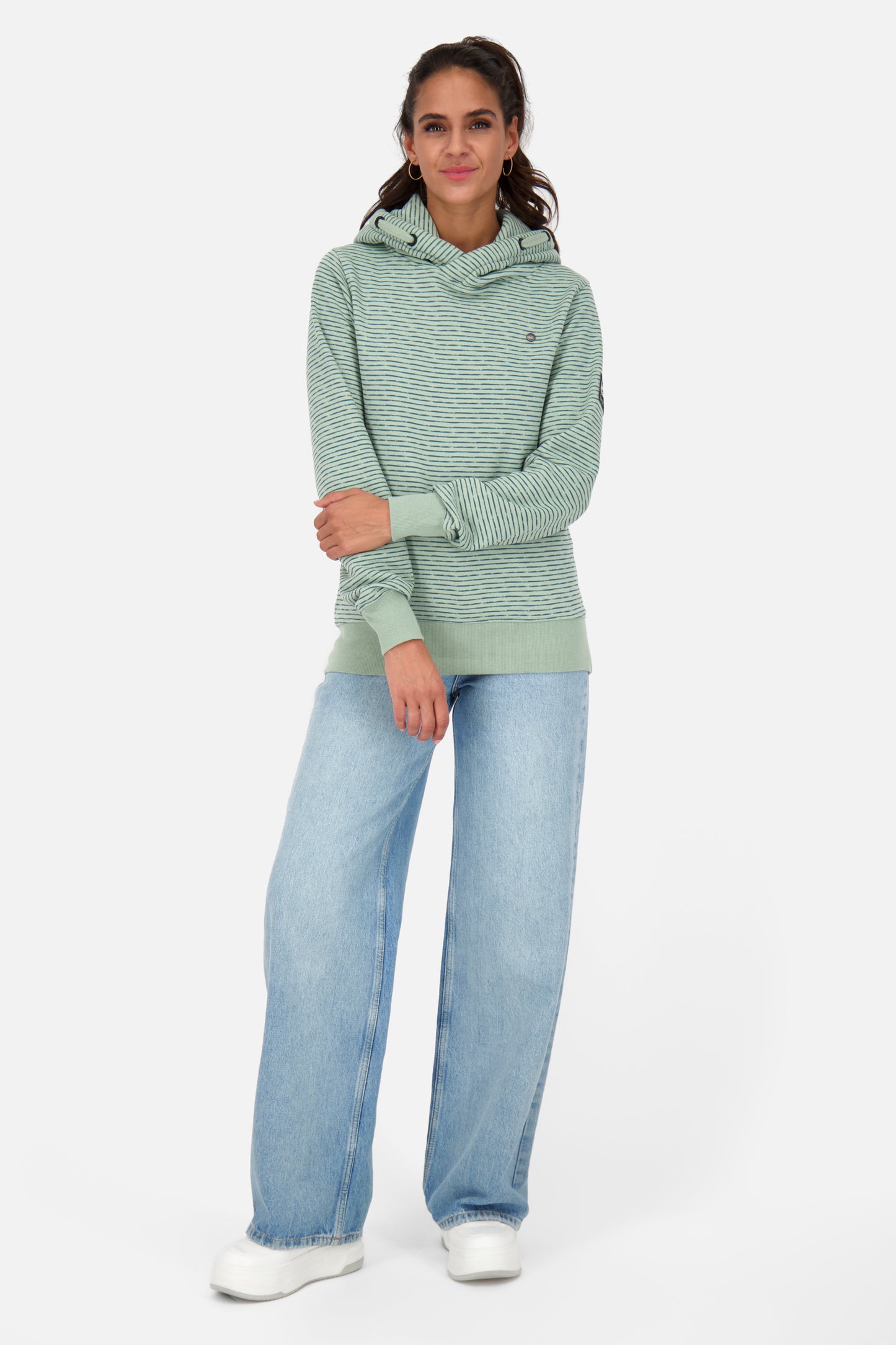 Kapuzenpullover Damen SarinaAK Z im Streifendesign alpine frost melange