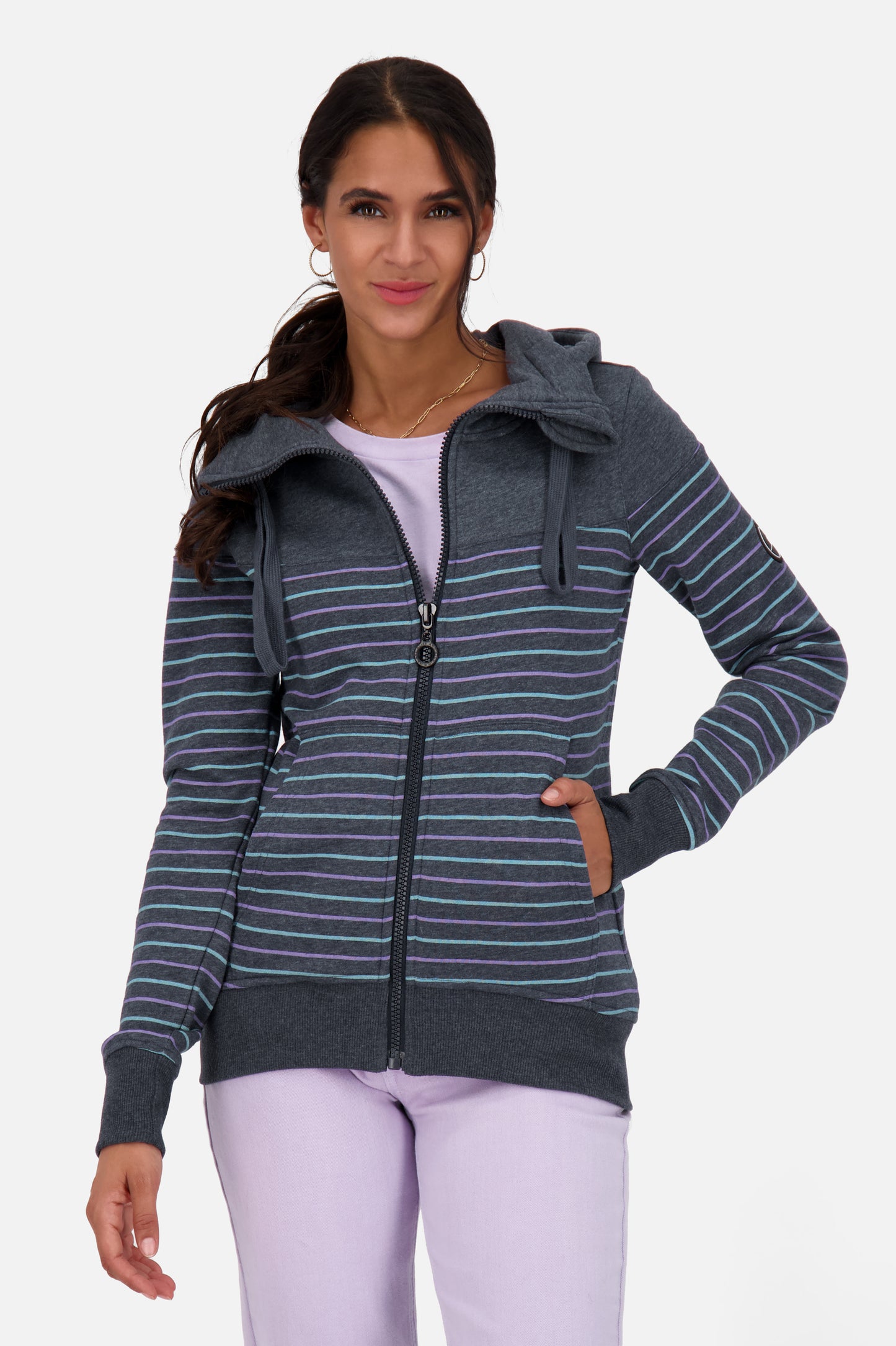 Sweatjacke Damen PalinaAK Z mit Streifendesign Dunkelblau