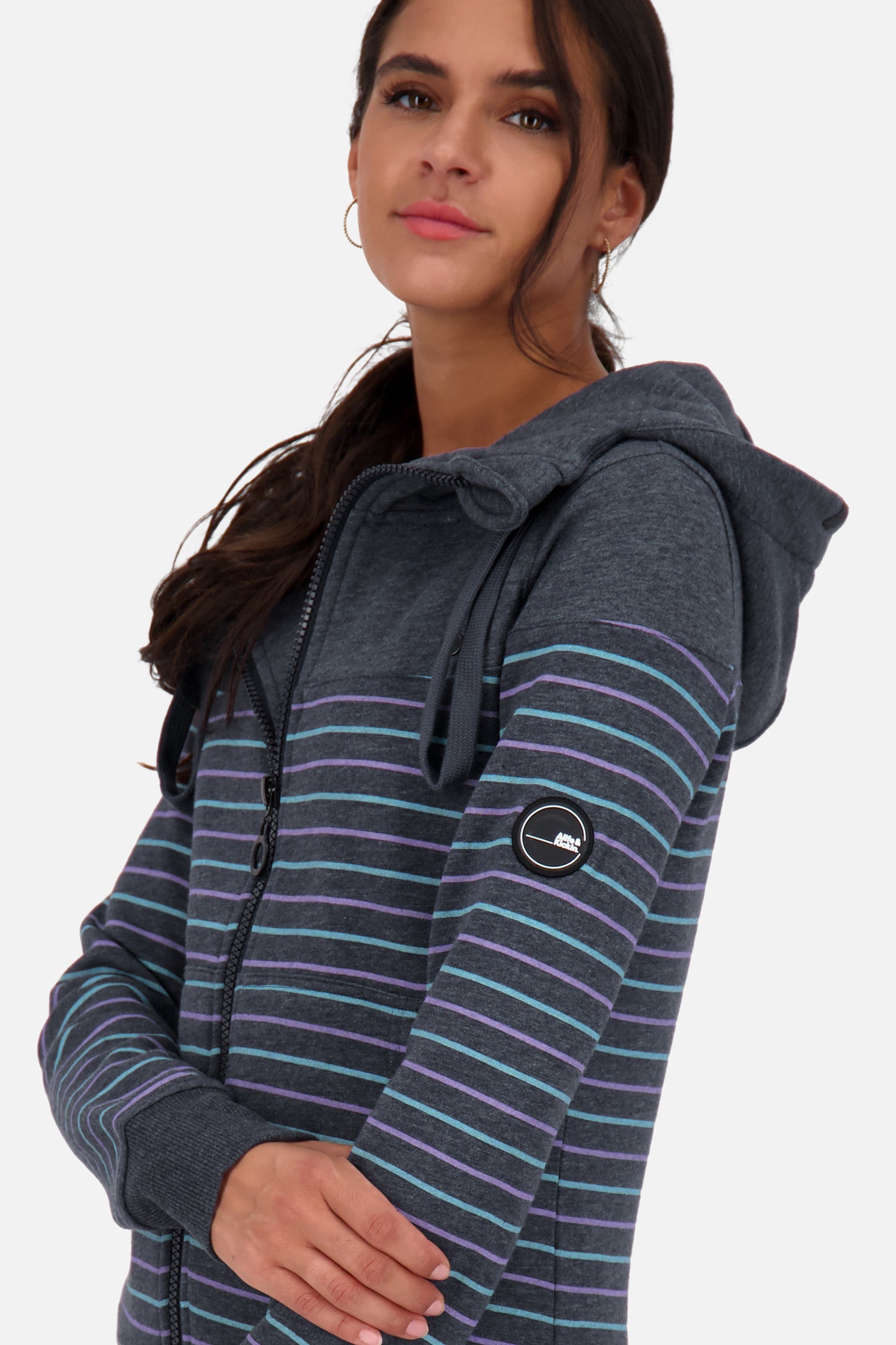Sweatjacke Damen PalinaAK Z mit Streifendesign Dunkelblau