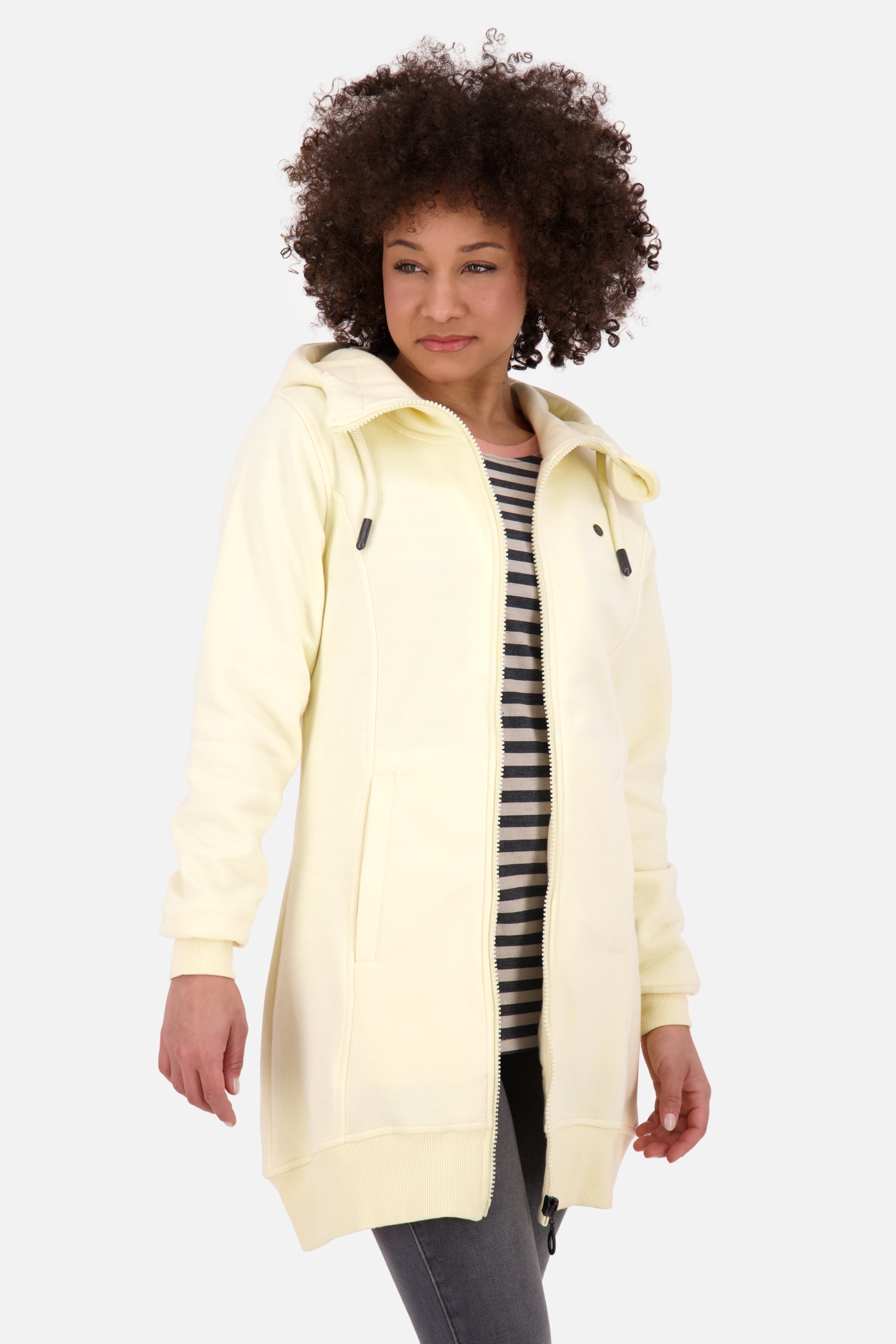JasnaAK A lange Sweatjacke Damen mit Kapuze Gelb