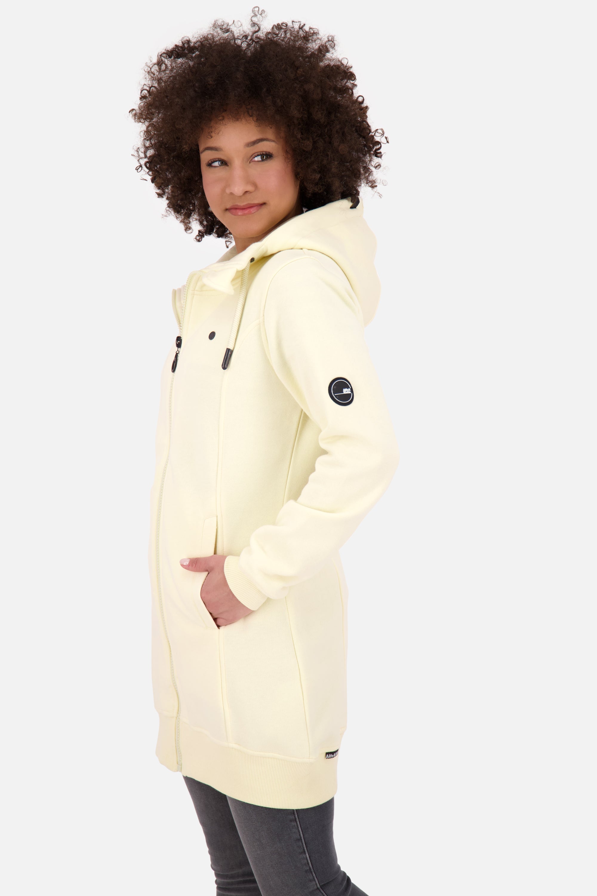 JasnaAK A lange Sweatjacke Damen mit Kapuze Gelb