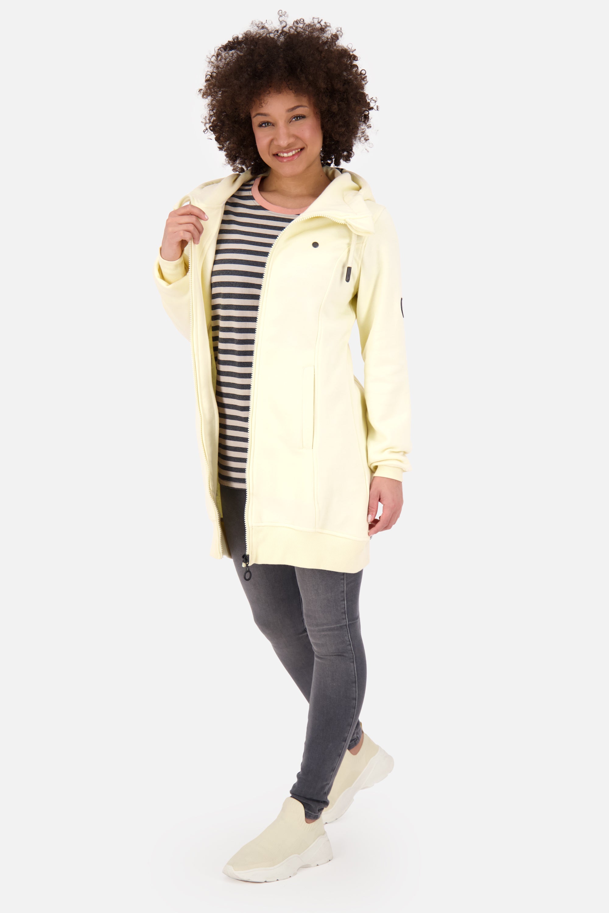 JasnaAK A lange Sweatjacke Damen mit Kapuze Gelb