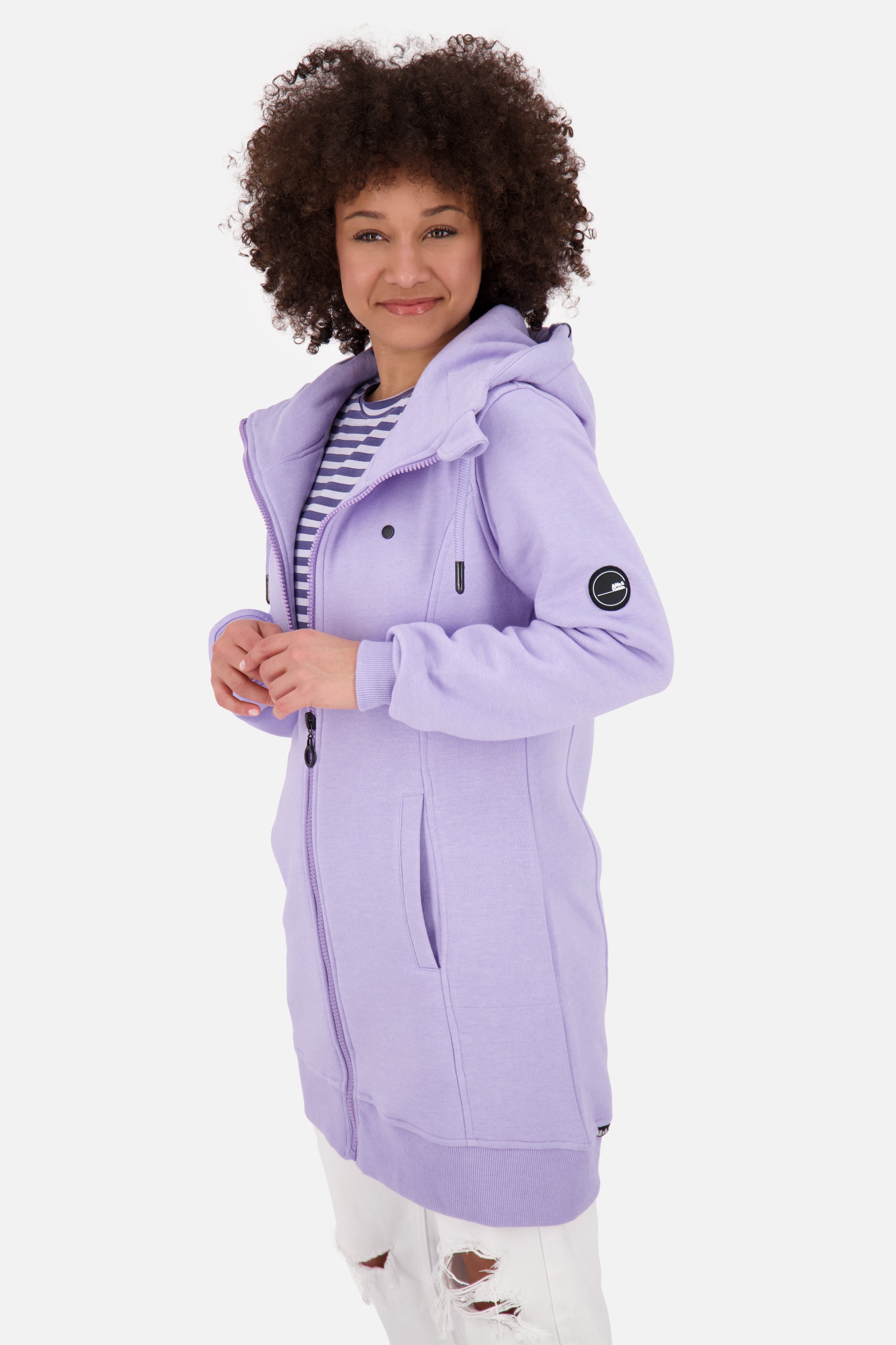 JasnaAK A lange Sweatjacke Damen mit Kapuze Violett