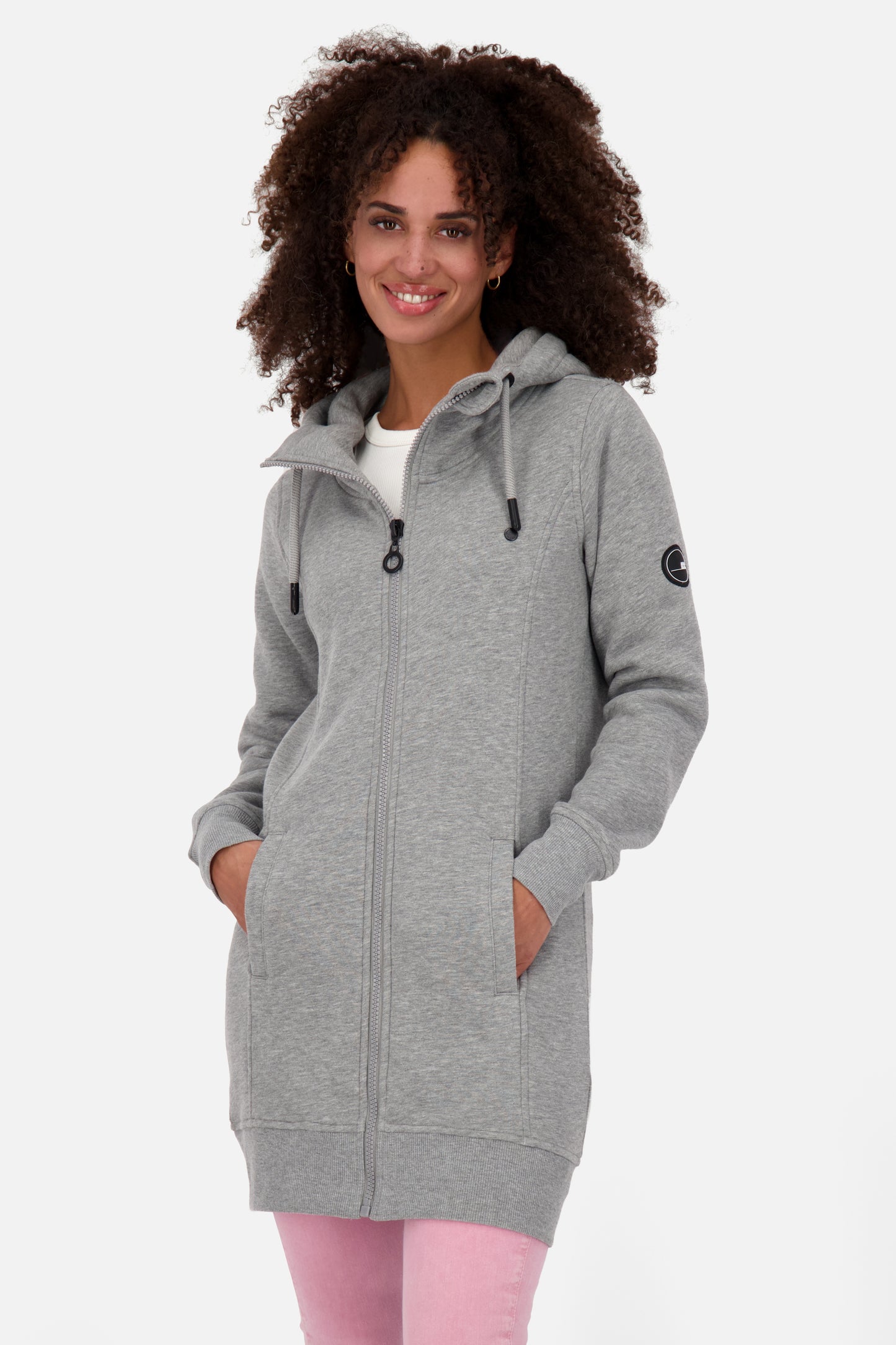 Lange Sweatjacke Damen JasnaAK A Grau
