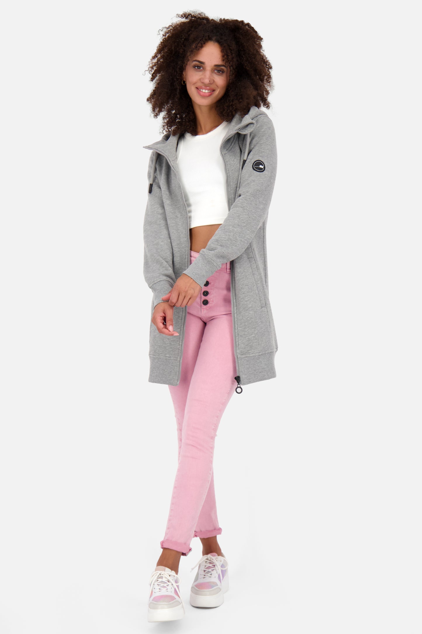 Lange Sweatjacke Damen JasnaAK A Grau