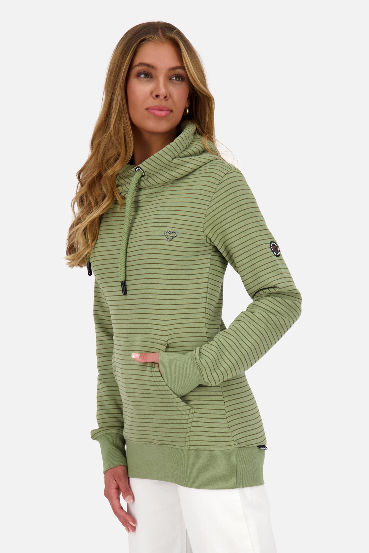 Hoodie Damen SarahAK Z mit Streifen Grün
