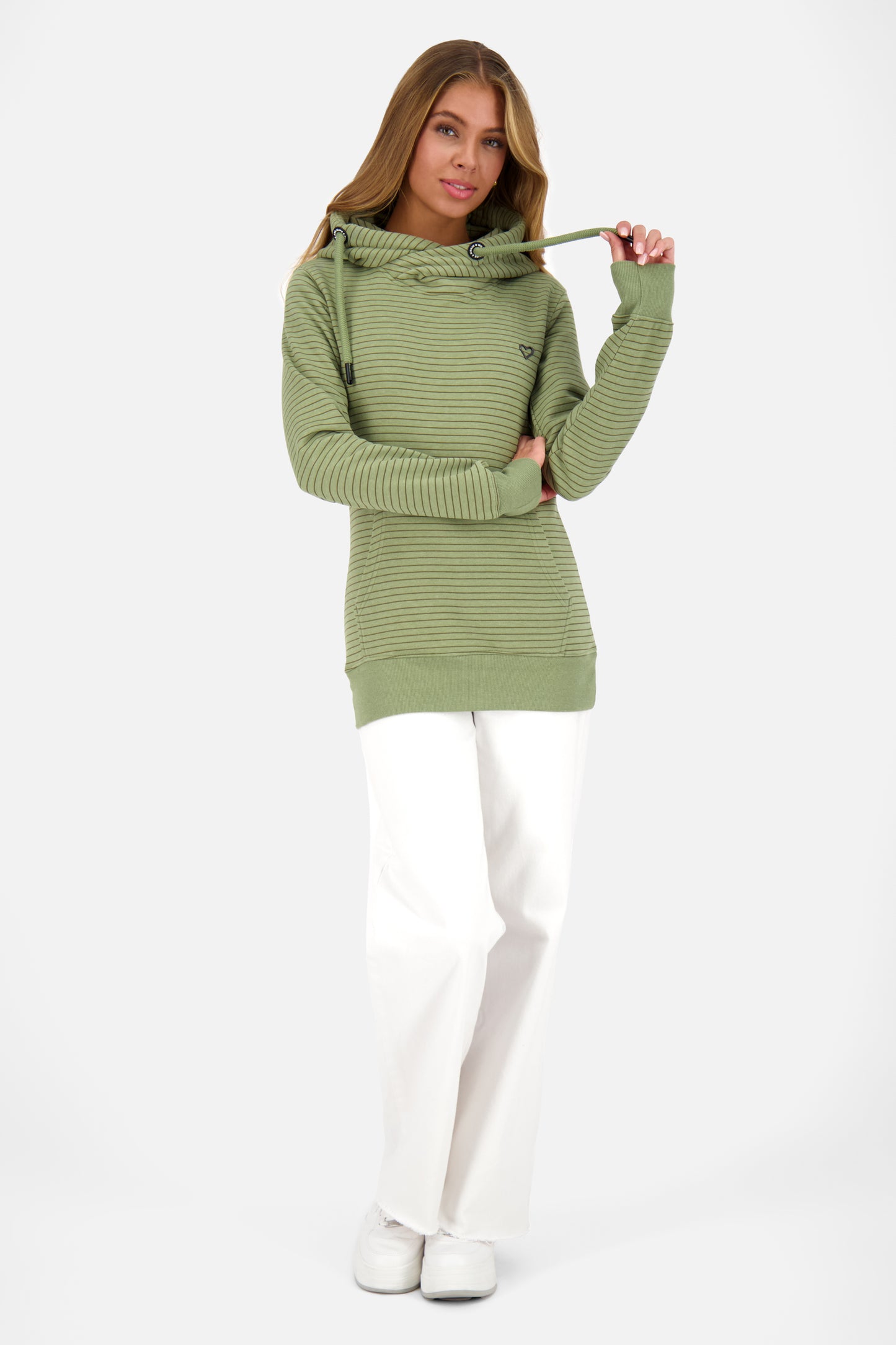 Hoodie Damen SarahAK Z mit Streifen Grün