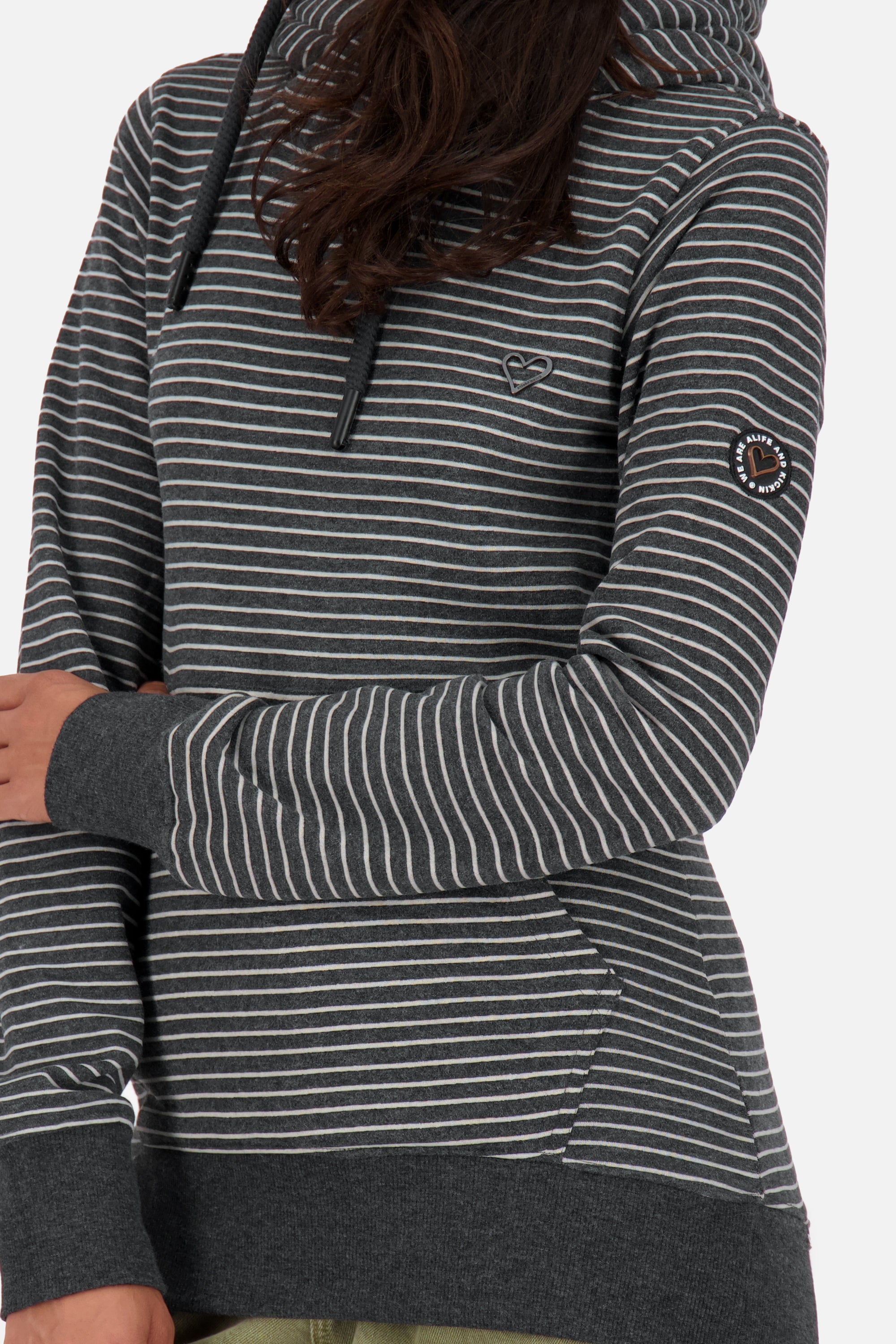 Hoodie Damen SarahAK Z mit Streifen Schwarz