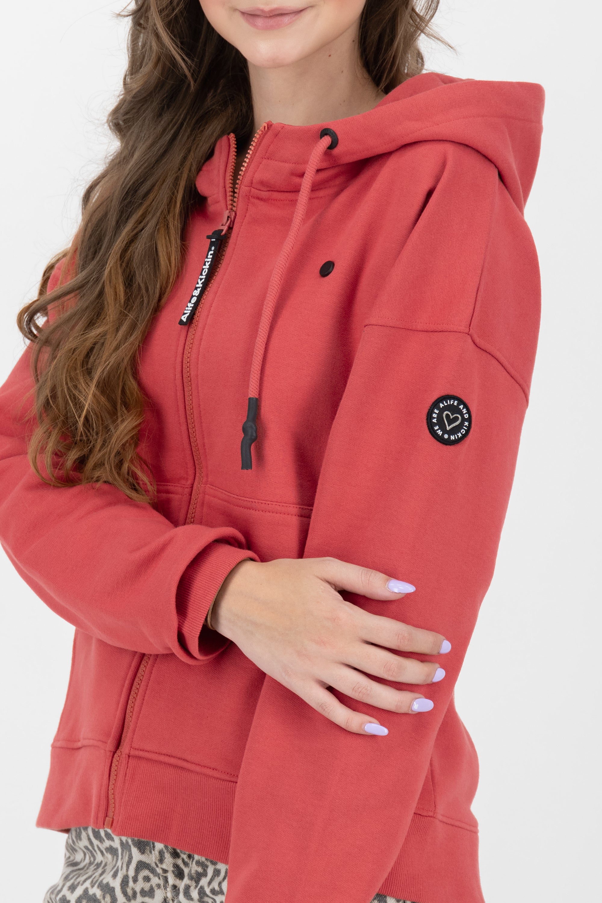 TwiggyAK A French Terry Hooded Sweat Jacket Rot