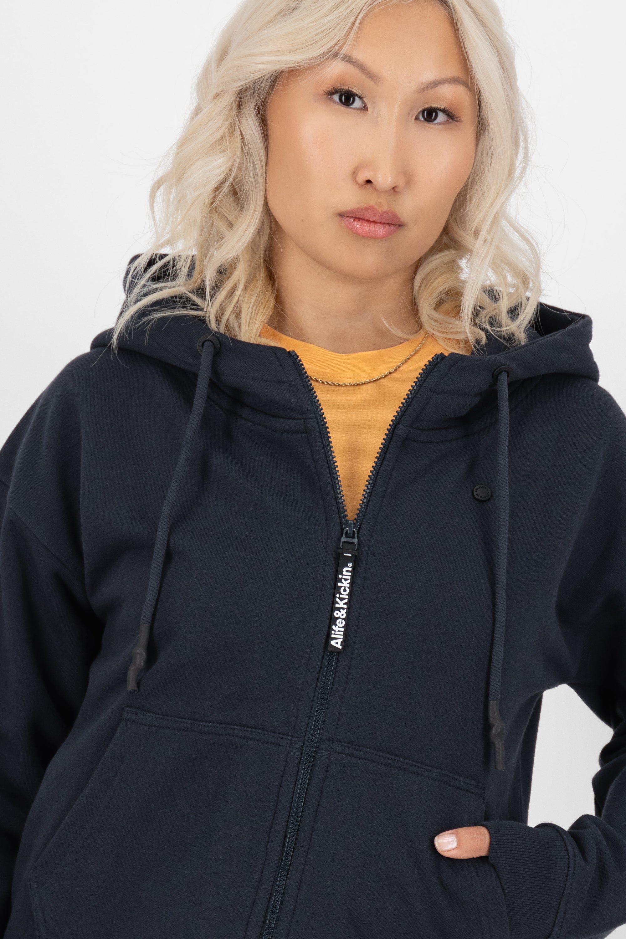 TwiggyAK A French Terry Hooded Sweat Jacket Dunkelblau