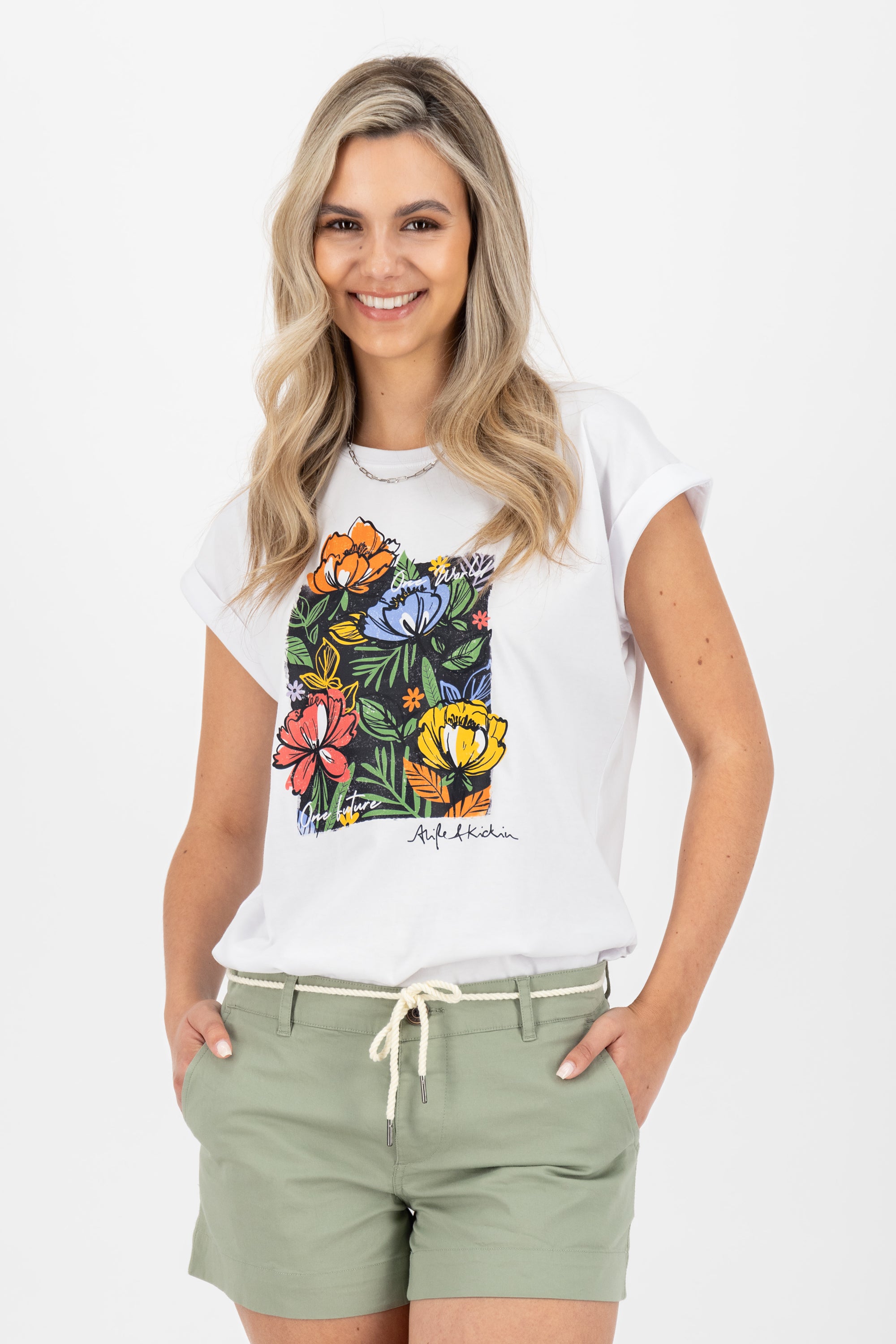 EnidAK P Shirt peonies Weiß