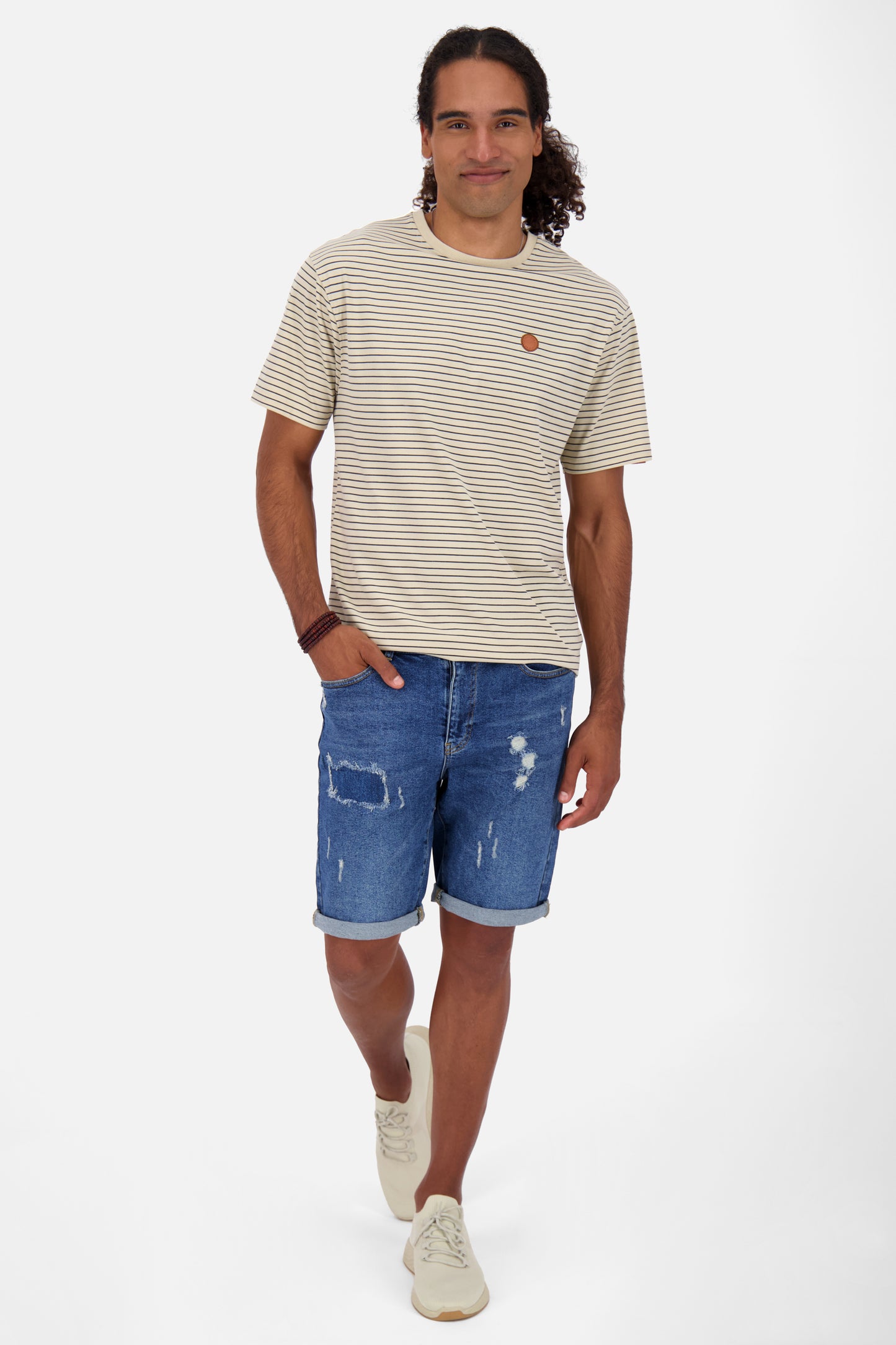 T-Shirt Herren NicAK Z mit Streifenmuster pumice