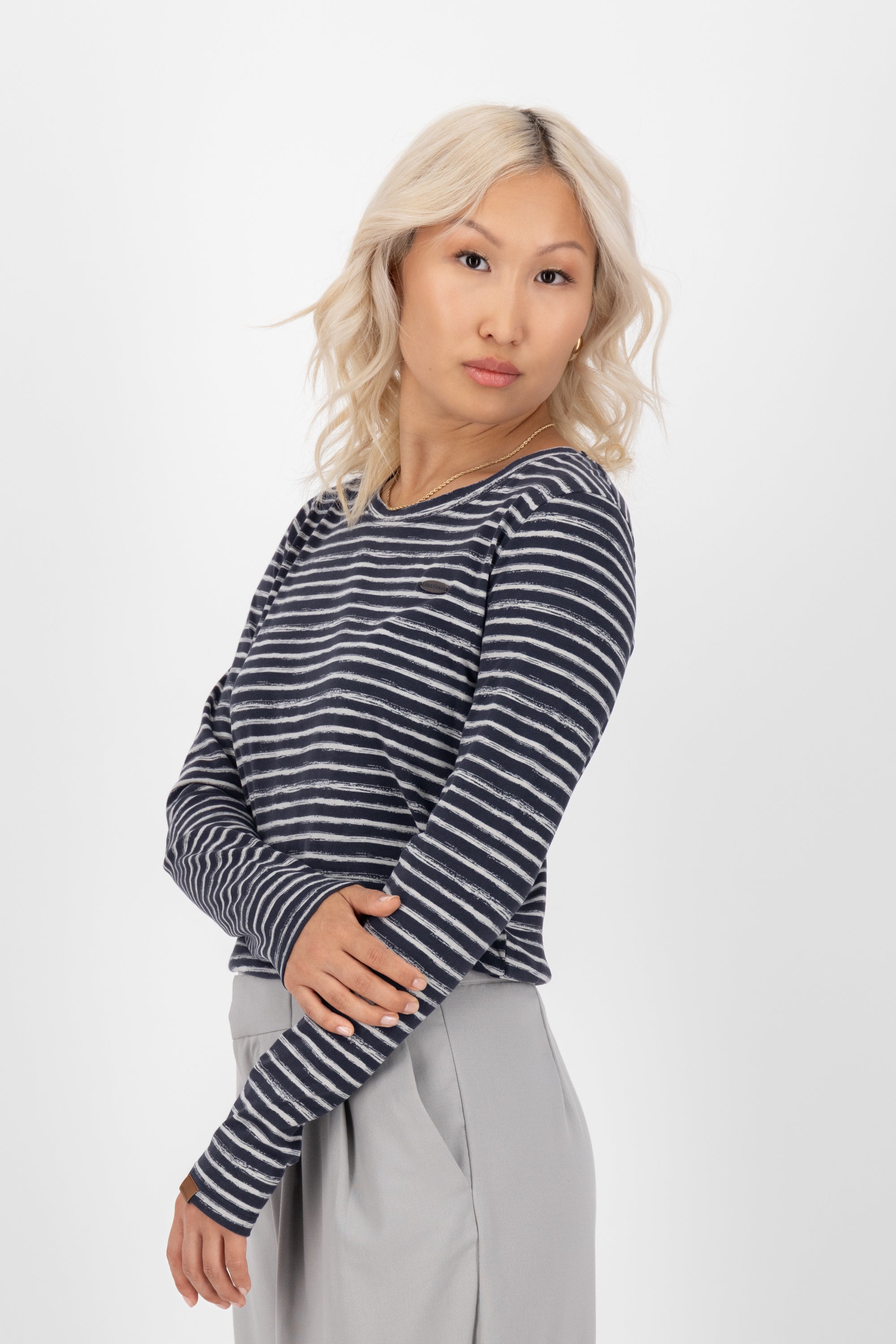 LeaAK Z Longsleeve - Streifen-Look für modebewusste Frauen Dunkelblau