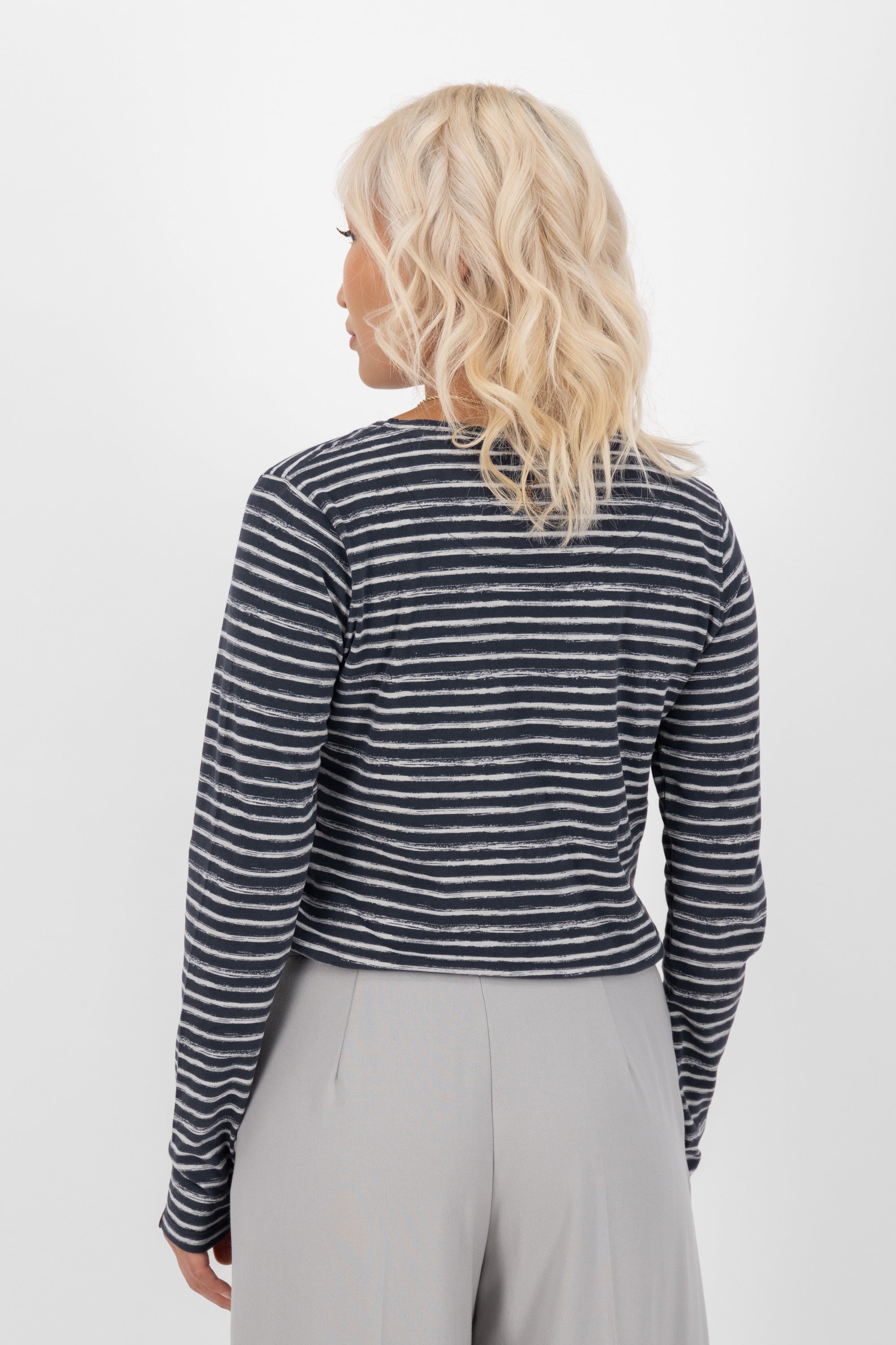 LeaAK Z Longsleeve - Streifen-Look für modebewusste Frauen Dunkelblau
