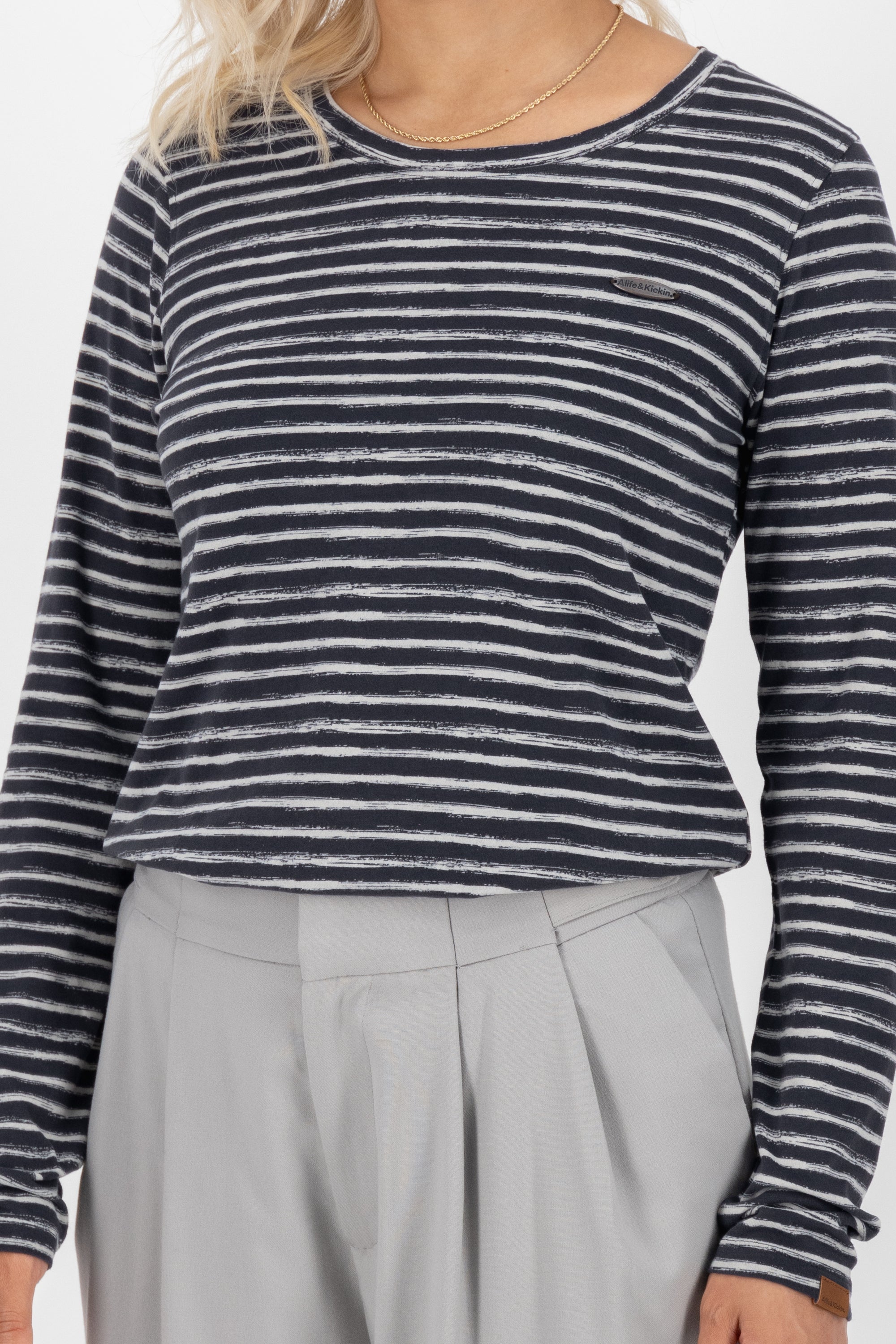 LeaAK Z Longsleeve - Streifen-Look für modebewusste Frauen Dunkelblau