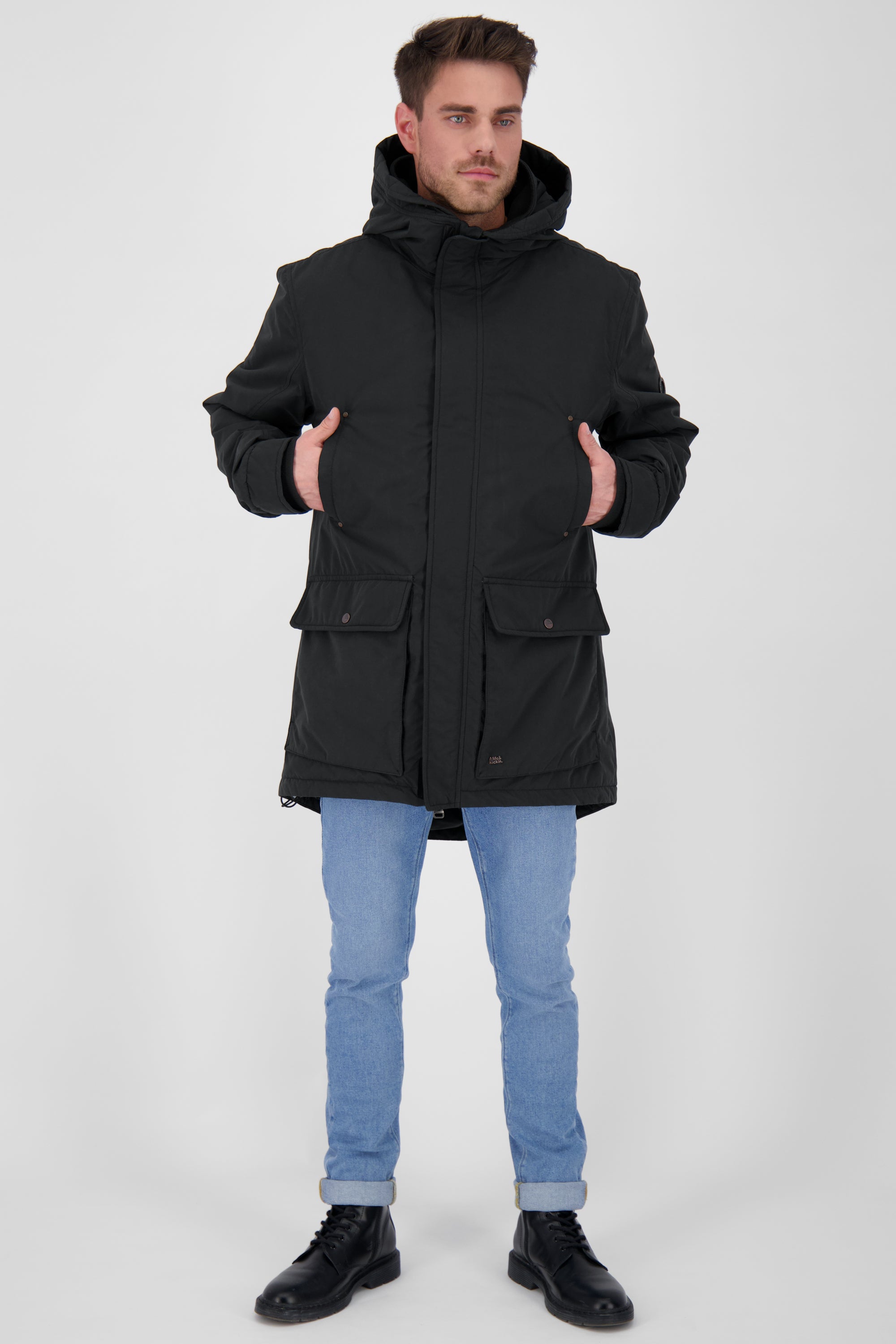 RonAK A Winterjacke Herren warm gefüttert Schwarz