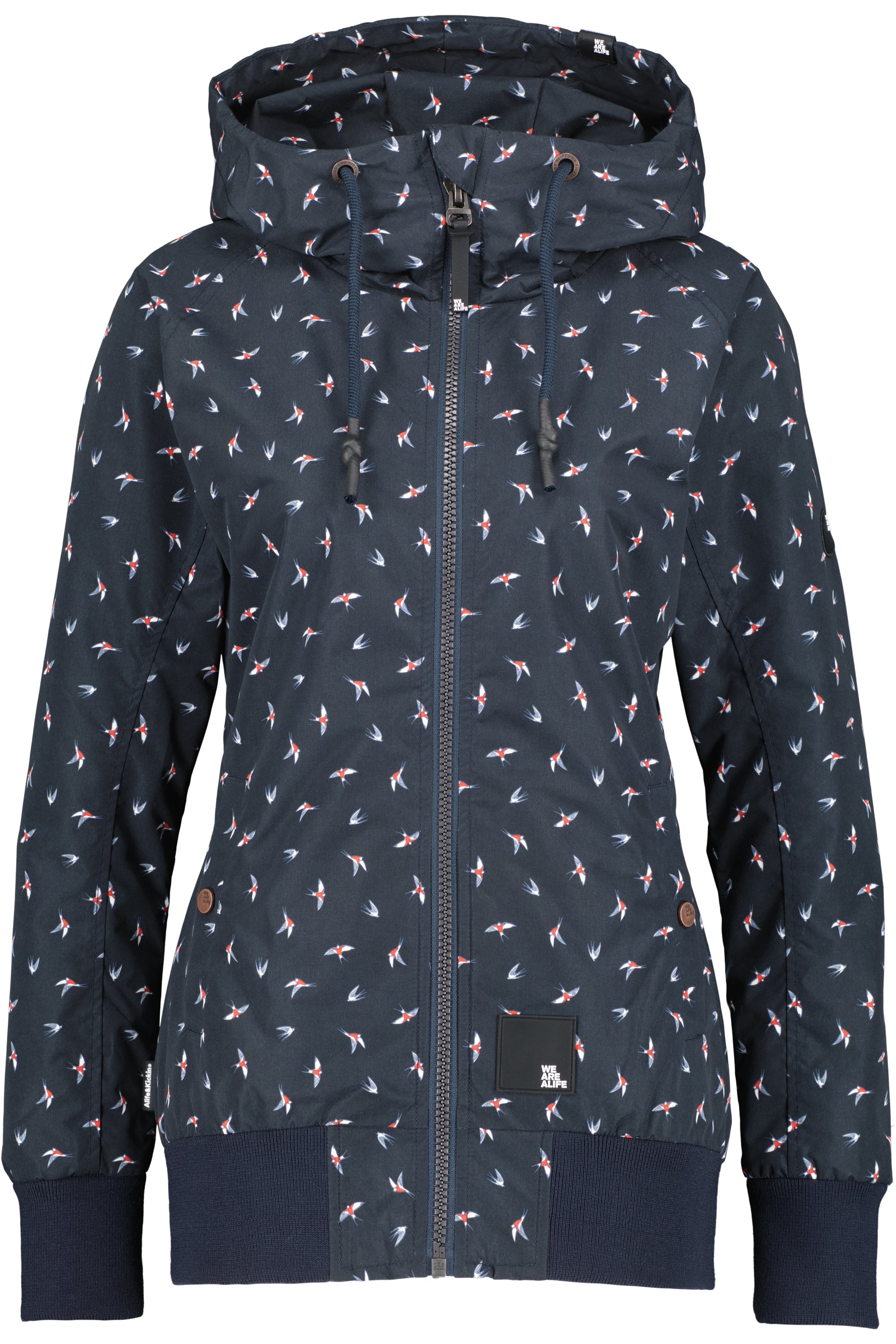 Alife & Kickin JohannaAK Damen kurze Übergangsjacke mit Bündchen und Kapuze Dunkelblau