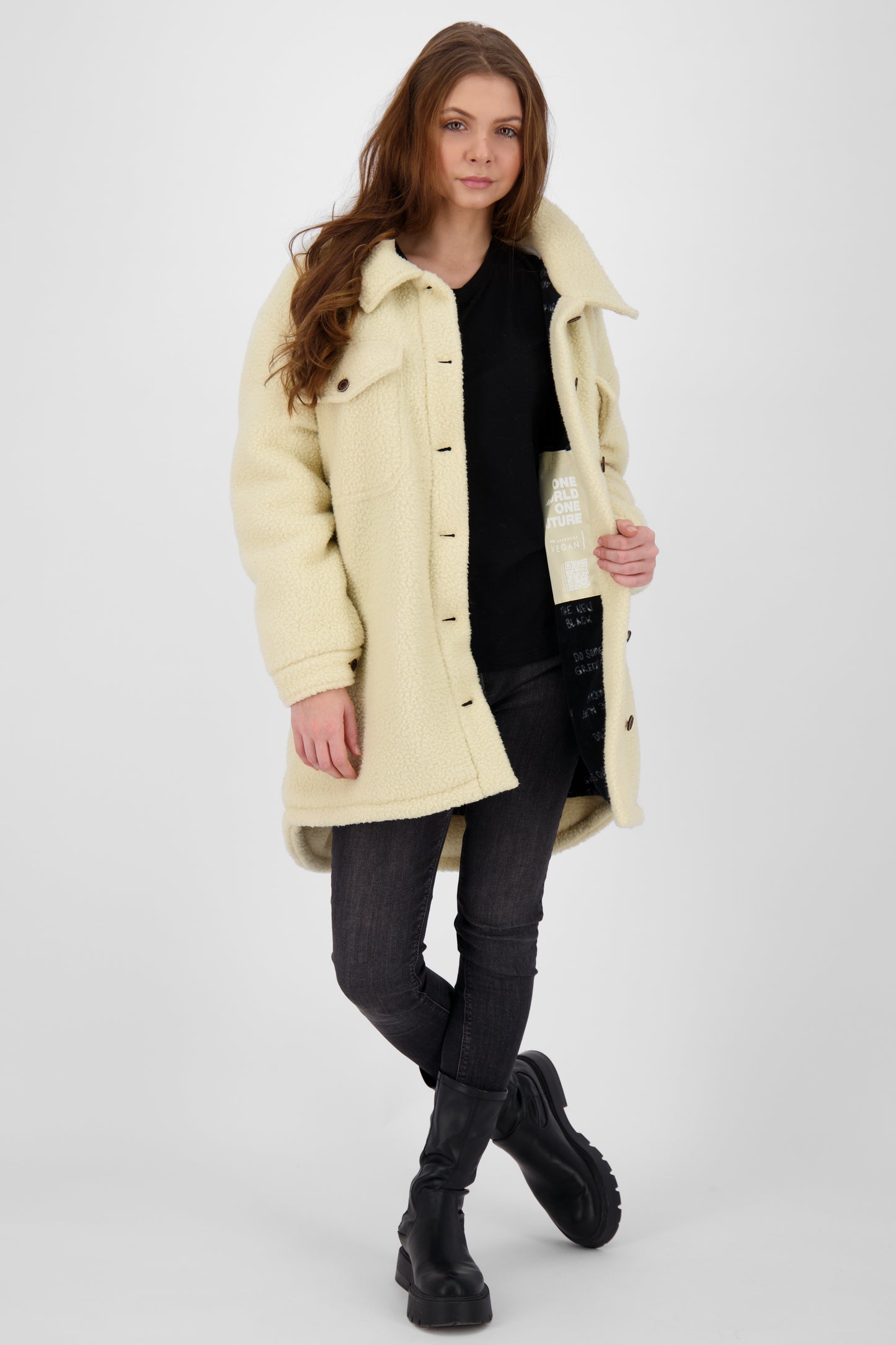 CarolinaAK G - Kuschelige Damen Teddyjacke für alle Fälle Beige