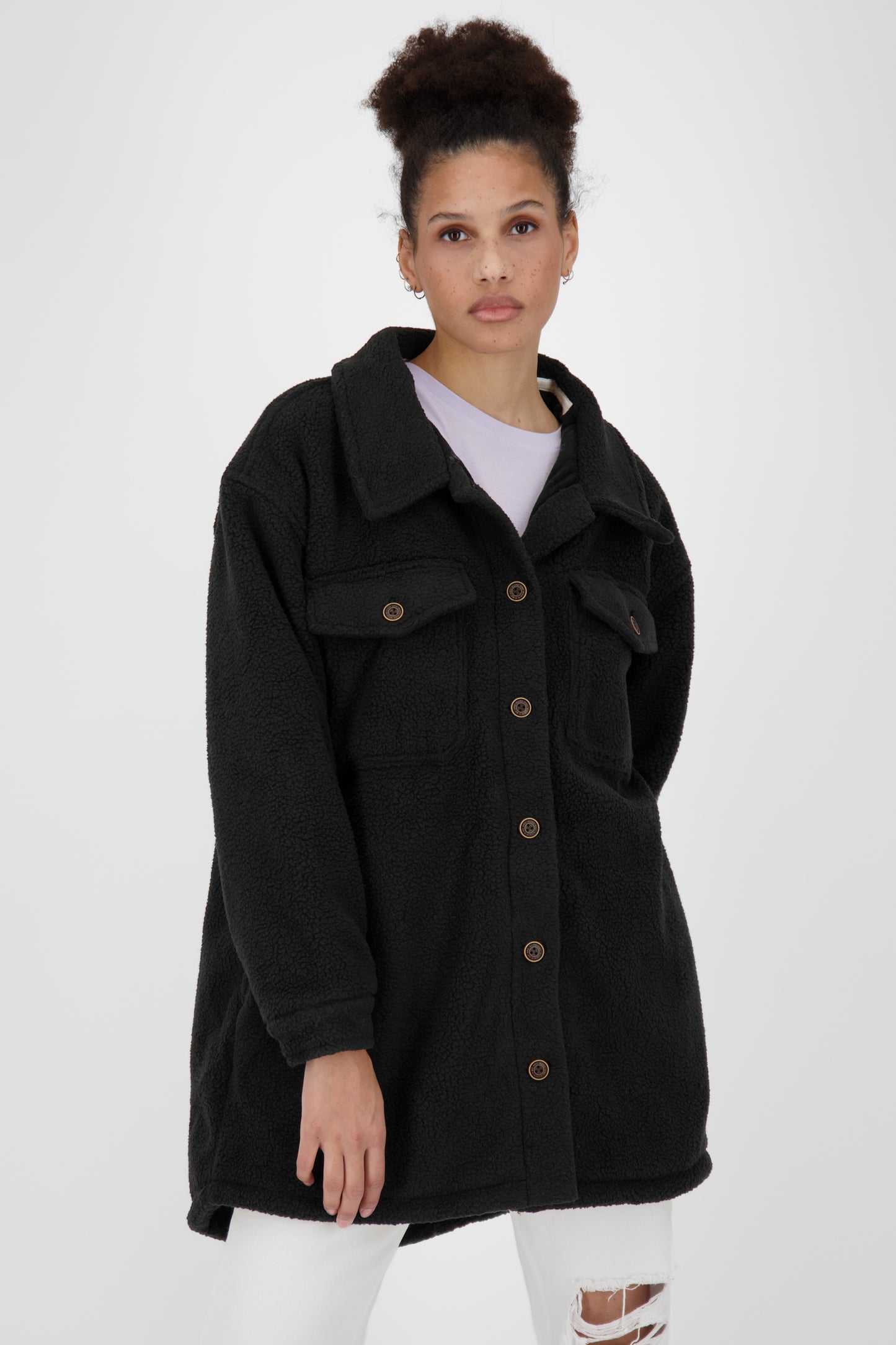 CarolinaAK G - Kuschelige Damen Teddyjacke für alle Fälle Schwarz