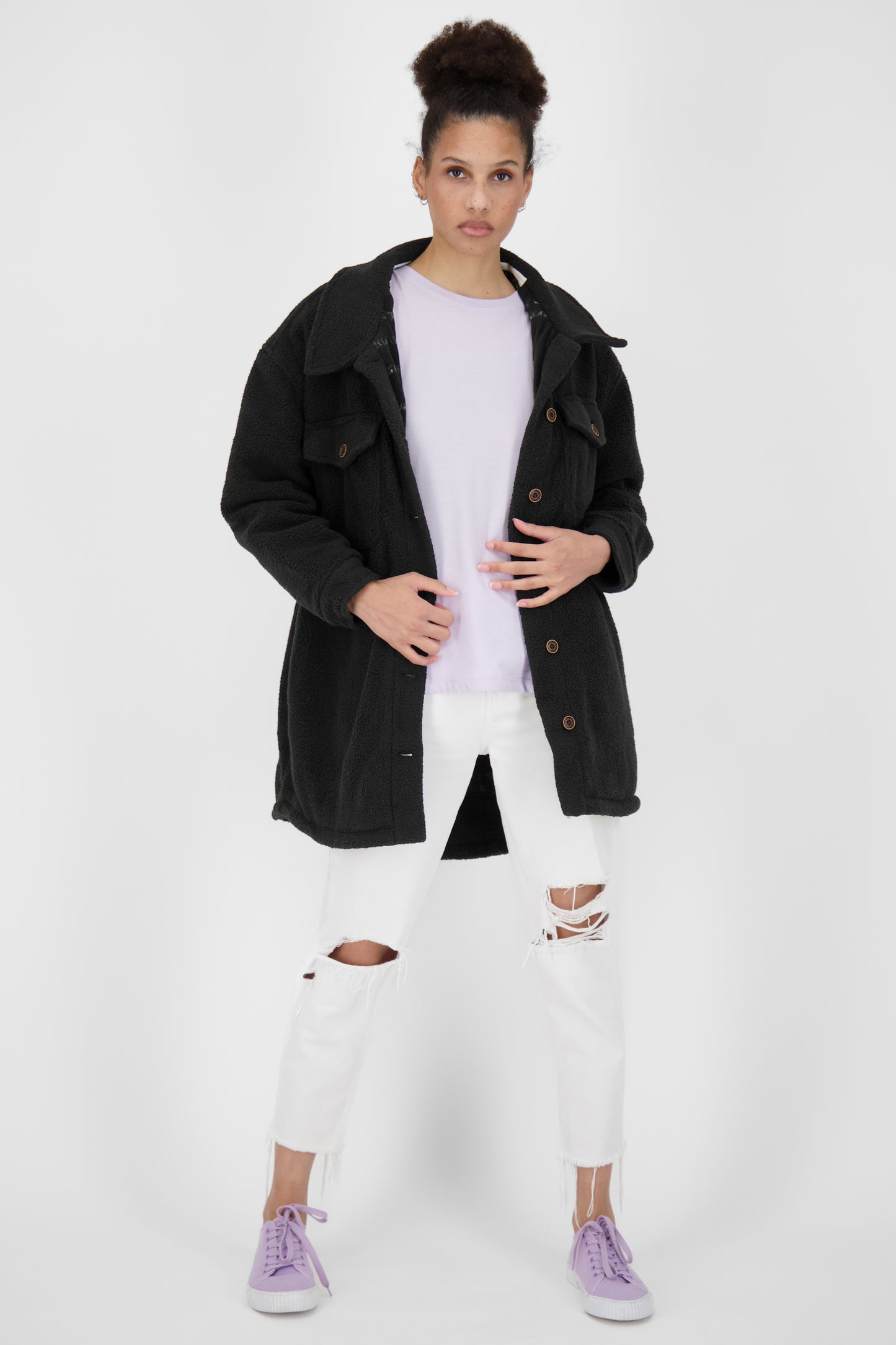 CarolinaAK G - Kuschelige Damen Teddyjacke für alle Fälle Schwarz