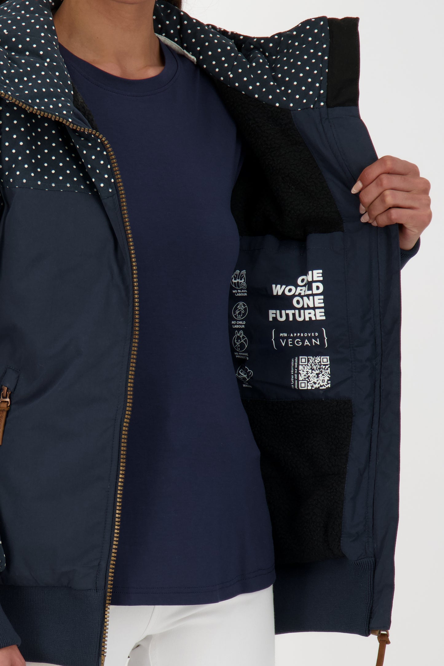 Damenjacke MaliaAK B von Alife and Kickin mit Punkten Dunkelblau