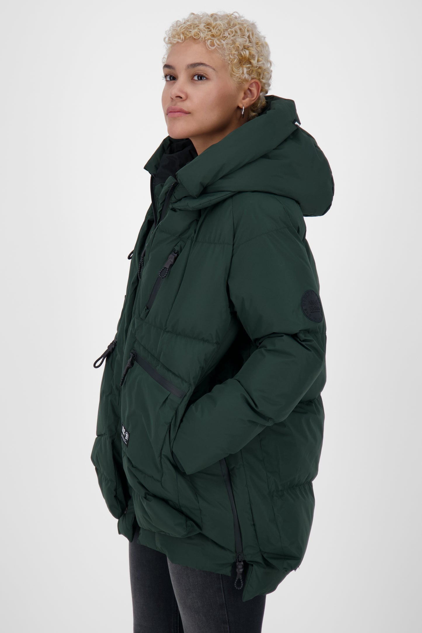 Damen Pufferjacke RachelAK A - Funktionales Design mit voluminöser Kapuze Dunkelgrün