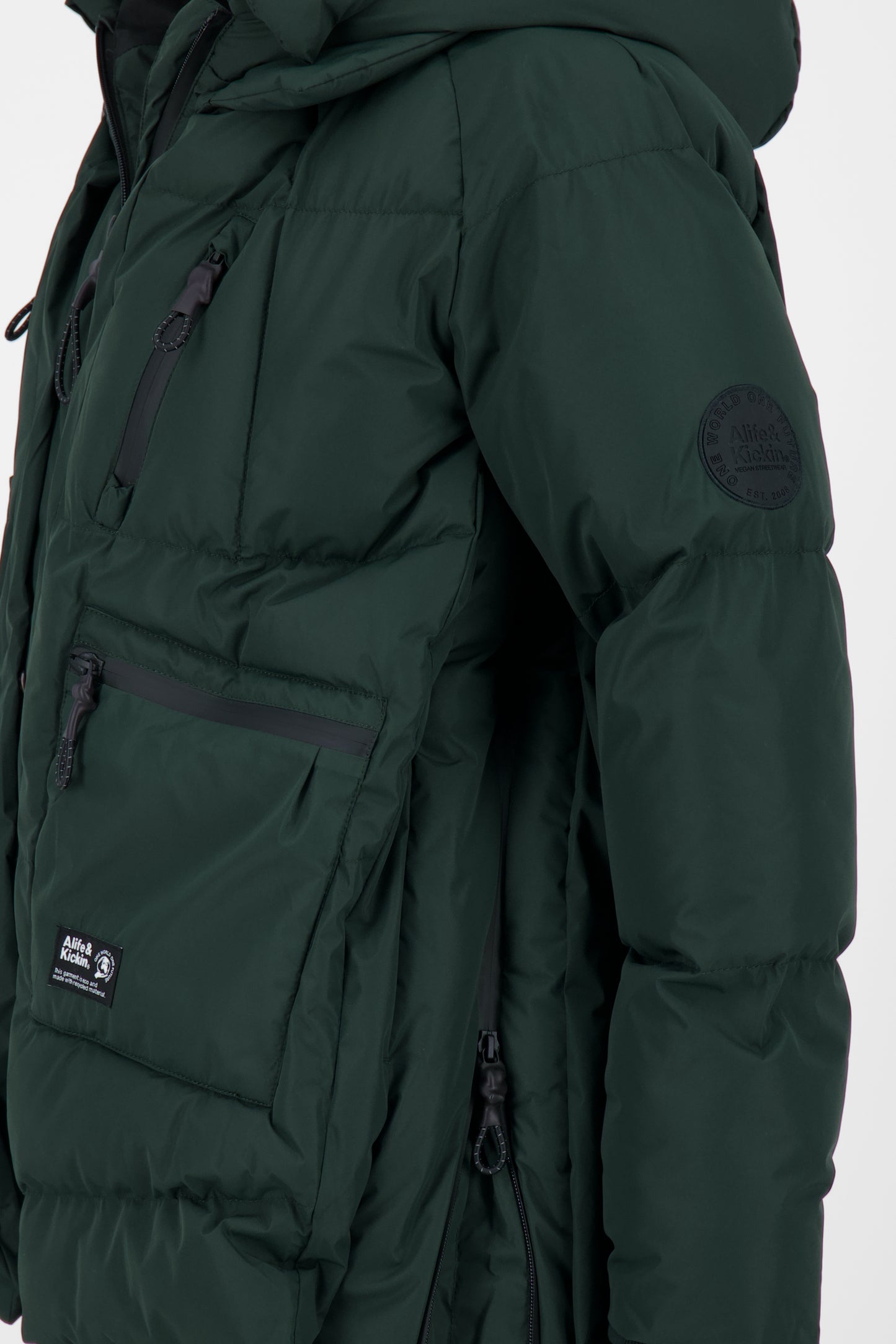 Damen Pufferjacke RachelAK A - Funktionales Design mit voluminöser Kapuze Dunkelgrün
