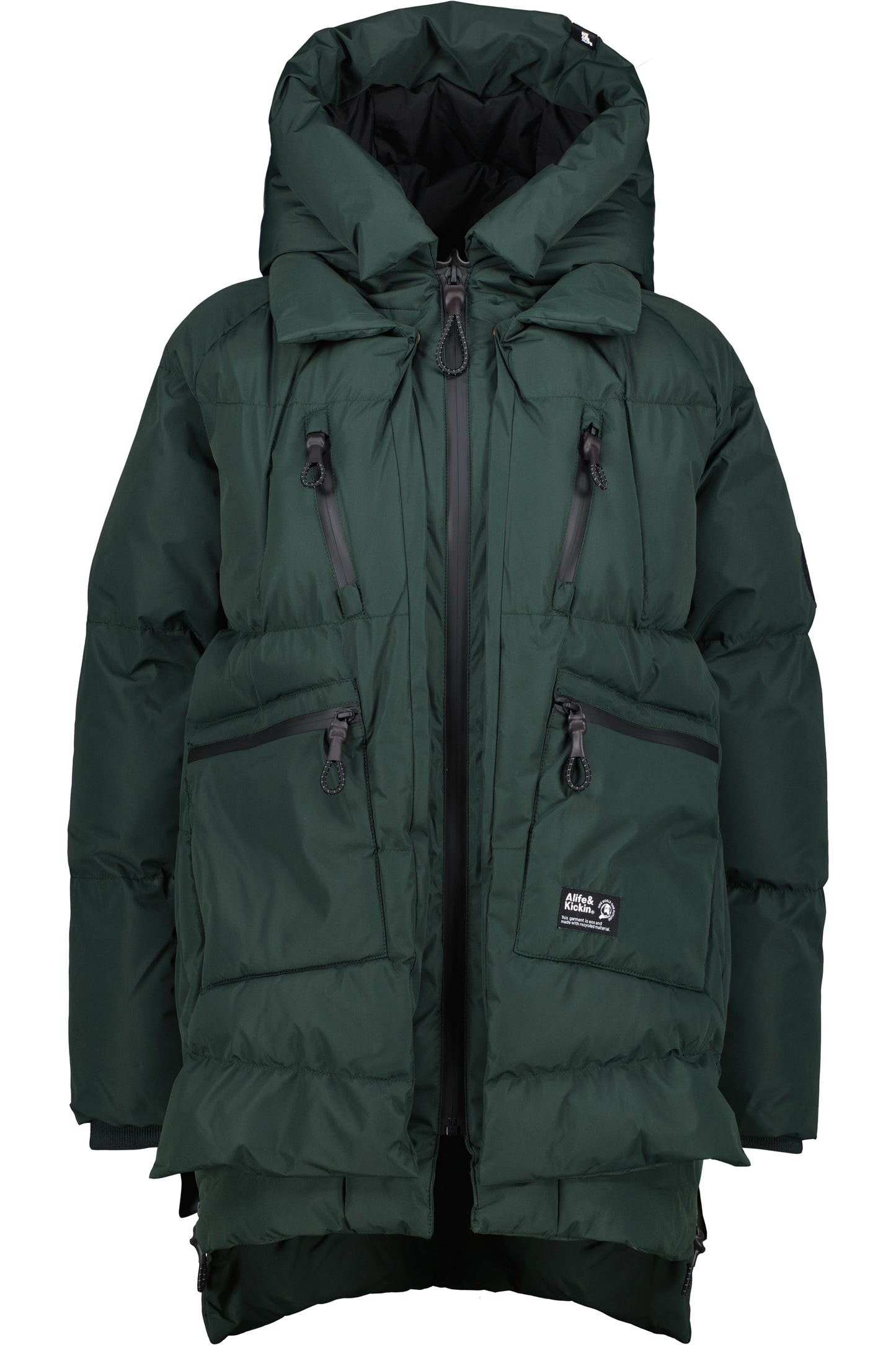 Damen Pufferjacke RachelAK A - Funktionales Design mit voluminöser Kapuze Dunkelgrün